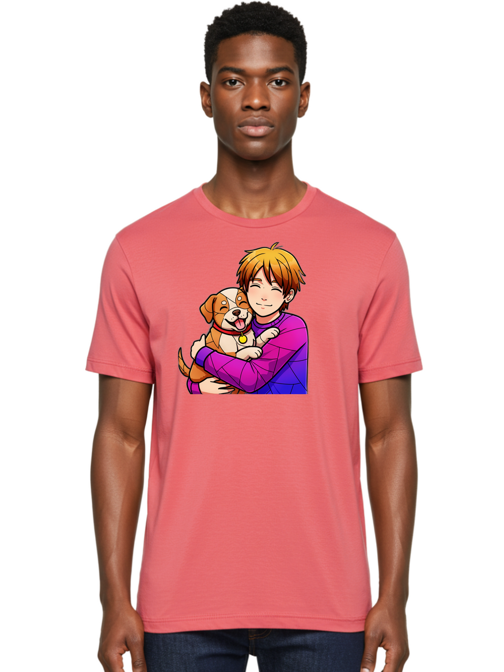 Boy-Hugging-Dog Men'S Graphic Tee, 100% Cotton, Comfortable Casual Summer Wear, Machine Washable, Vintage Camera, Old Camera, Antique Camera, Black Camera, Classic Photography, Photography Equipment, Nostalgic Device, Film Camera, Camera Art Bah607