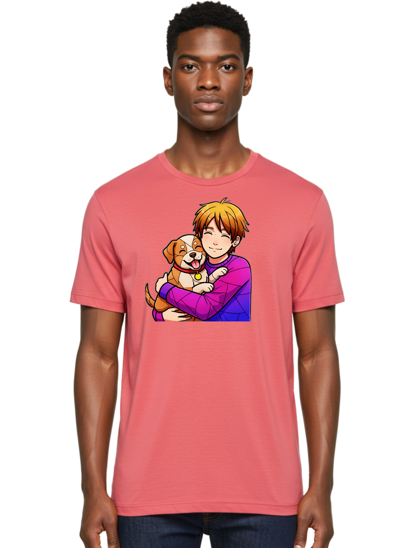 Boy-Hugging-Dog Men'S Graphic Tee, 100% Cotton, Comfortable Casual Summer Wear, Machine Washable, Vintage Camera, Old Camera, Antique Camera, Black Camera, Classic Photography, Photography Equipment, Nostalgic Device, Film Camera, Camera Art Bah607