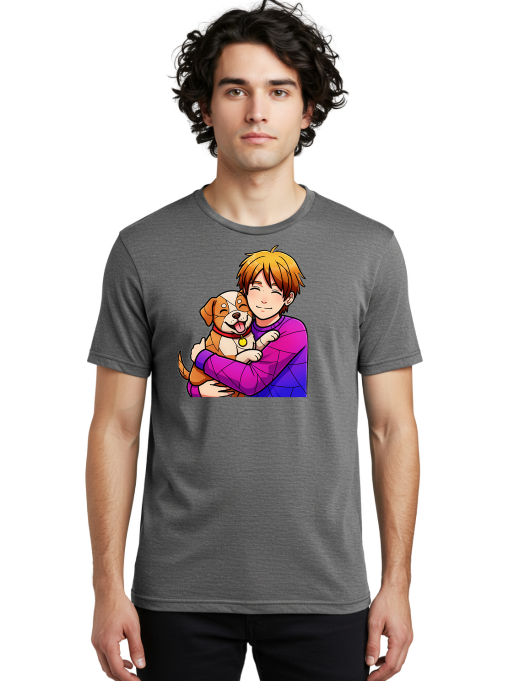 Boy-Hugging-Dog Men'S Graphic Tee, 100% Cotton, Comfortable Casual Summer Wear, Machine Washable, Vintage Camera, Old Camera, Antique Camera, Black Camera, Classic Photography, Photography Equipment, Nostalgic Device, Film Camera, Camera Art Bah607