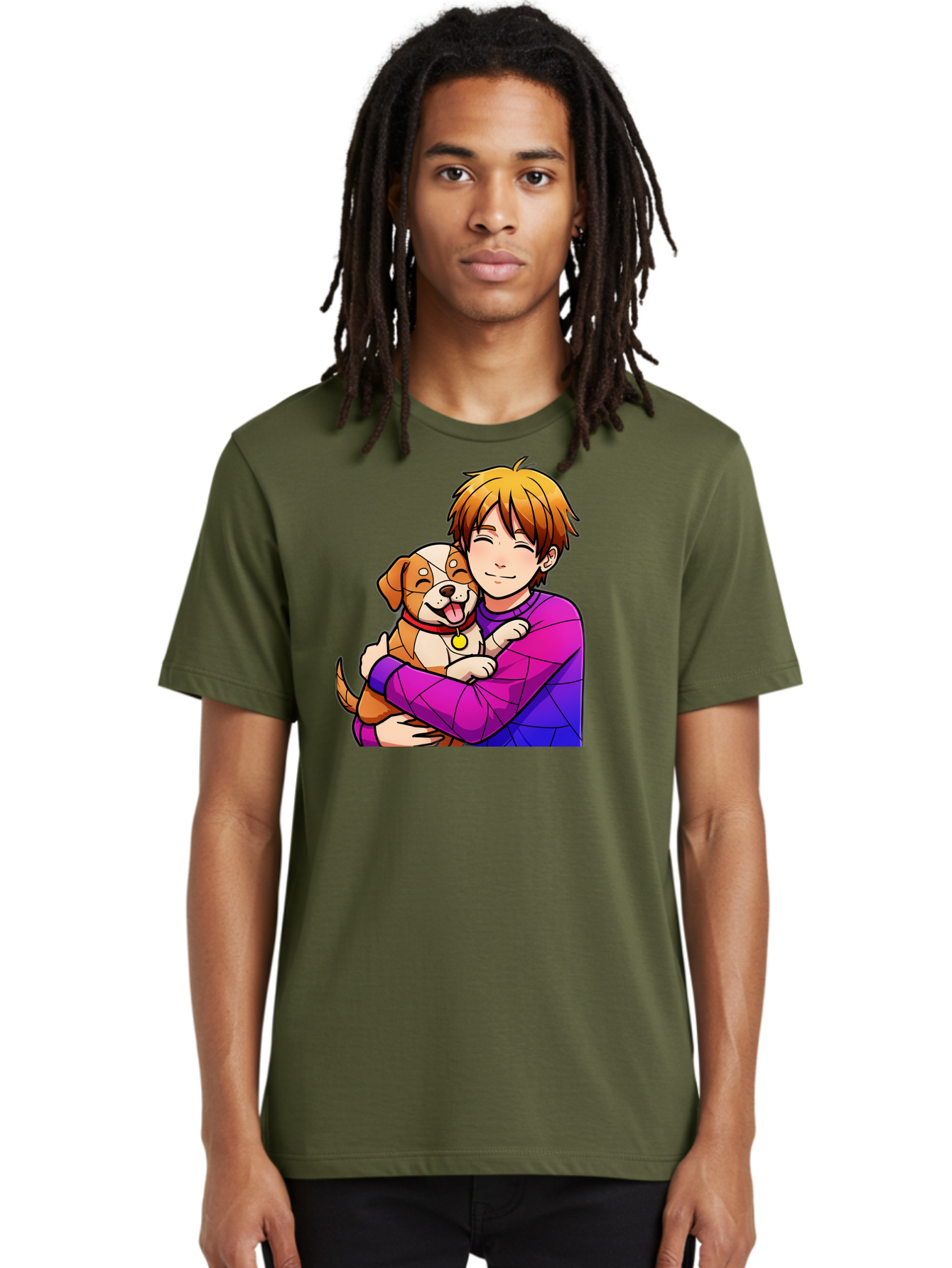 Boy-Hugging-Dog Men'S Graphic Tee, 100% Cotton, Comfortable Casual Summer Wear, Machine Washable, Vintage Camera, Old Camera, Antique Camera, Black Camera, Classic Photography, Photography Equipment, Nostalgic Device, Film Camera, Camera Art Bah607