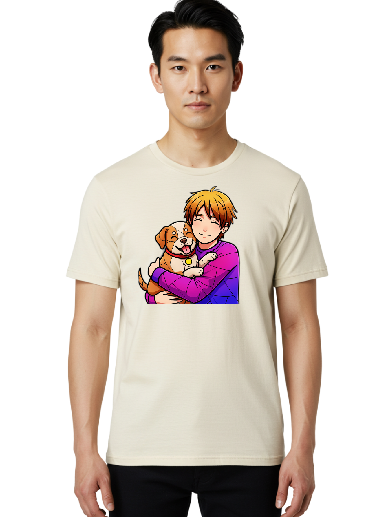 Boy-Hugging-Dog Men'S Graphic Tee, 100% Cotton, Comfortable Casual Summer Wear, Machine Washable, Vintage Camera, Old Camera, Antique Camera, Black Camera, Classic Photography, Photography Equipment, Nostalgic Device, Film Camera, Camera Art Bah607