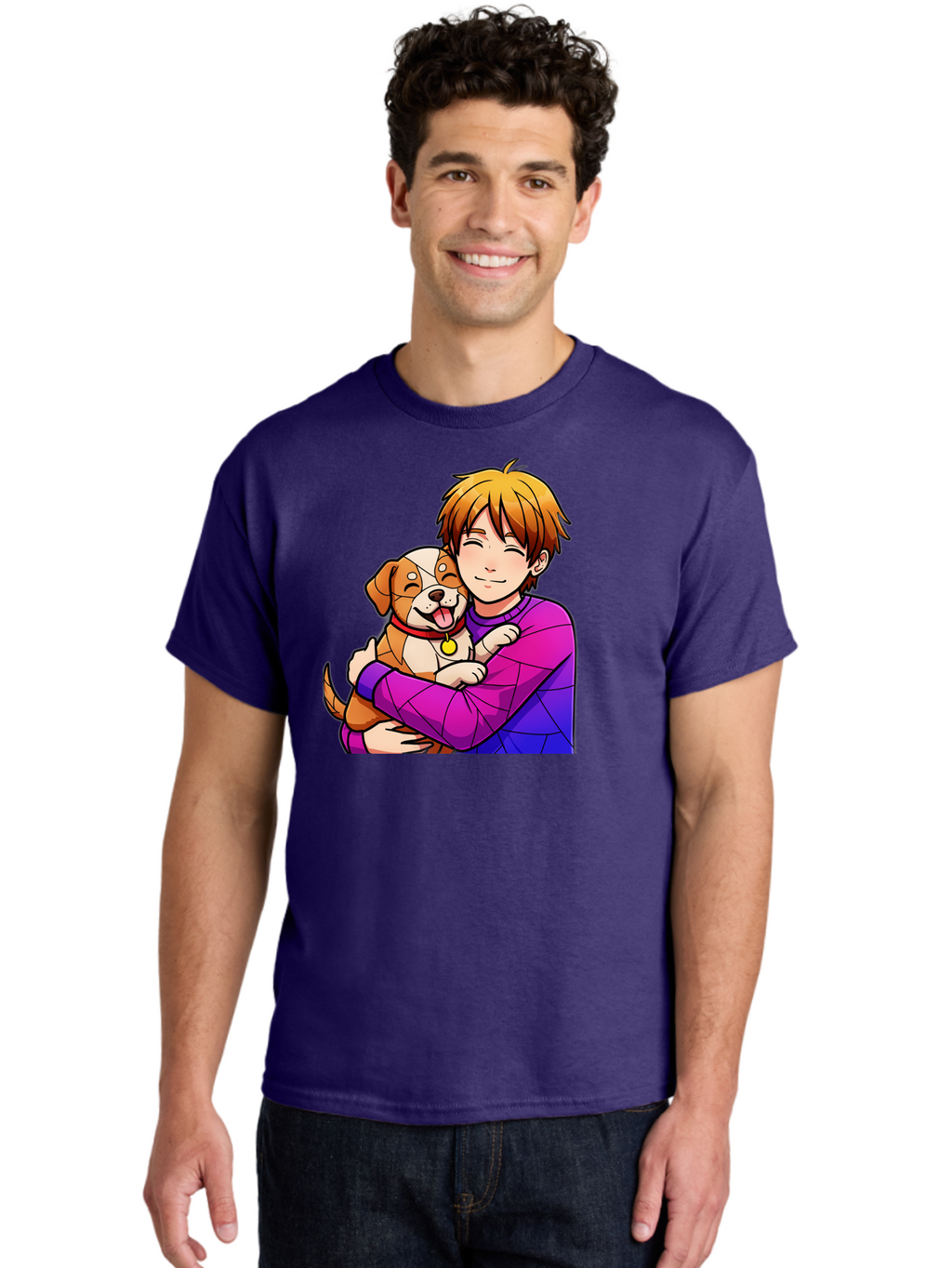 Boy-Hugging-Dog Men'S Graphic Tee, 100% Cotton, Comfortable Casual Summer Wear, Machine Washable, Vintage Camera, Old Camera, Antique Camera, Black Camera, Classic Photography, Photography Equipment, Nostalgic Device, Film Camera, Camera Art Bah607