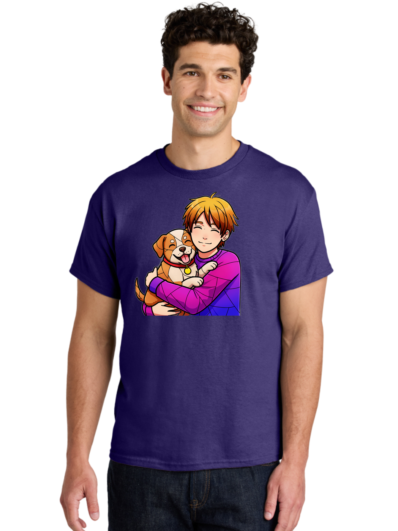 Boy-Hugging-Dog Men'S Graphic Tee, 100% Cotton, Comfortable Casual Summer Wear, Machine Washable, Vintage Camera, Old Camera, Antique Camera, Black Camera, Classic Photography, Photography Equipment, Nostalgic Device, Film Camera, Camera Art Bah607