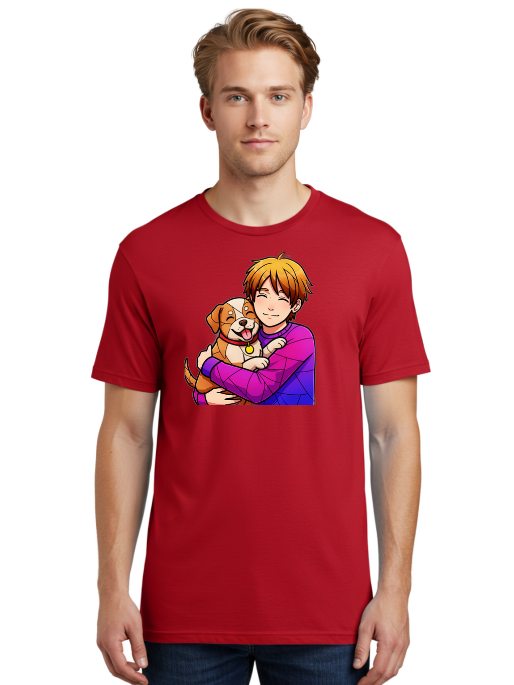 Boy-Hugging-Dog Men'S Graphic Tee, 100% Cotton, Comfortable Casual Summer Wear, Machine Washable, Vintage Camera, Old Camera, Antique Camera, Black Camera, Classic Photography, Photography Equipment, Nostalgic Device, Film Camera, Camera Art Bah607