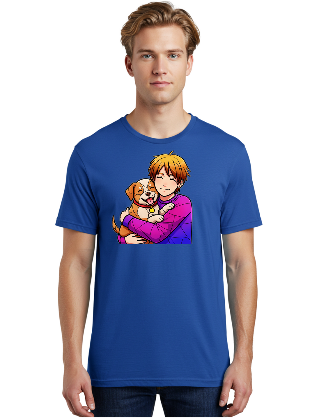 Boy-Hugging-Dog Men'S Graphic Tee, 100% Cotton, Comfortable Casual Summer Wear, Machine Washable, Vintage Camera, Old Camera, Antique Camera, Black Camera, Classic Photography, Photography Equipment, Nostalgic Device, Film Camera, Camera Art Bah607