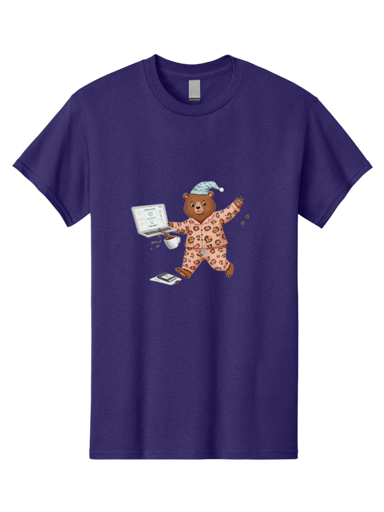 Brown-Bear-Pajamas-Laptop-Coffee Men'S Graphic Tee, 100% Cotton, Comfortable Casual Summer Wear, Machine Washable, Vintage Camera, Old Camera, Antique Camera, Black Camera, Classic Photography, Photography Equipment, Nostalgic Device, Bah611