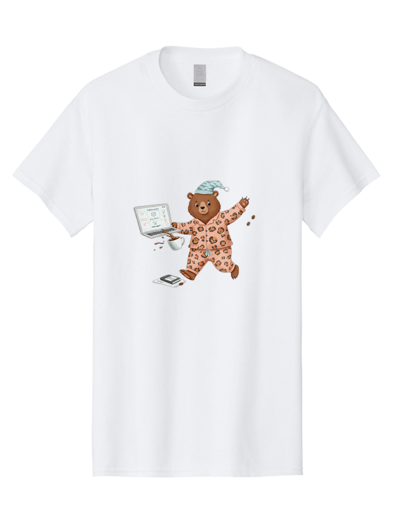 Brown-Bear-Pajamas-Laptop-Coffee Men'S Graphic Tee, 100% Cotton, Comfortable Casual Summer Wear, Machine Washable, Vintage Camera, Old Camera, Antique Camera, Black Camera, Classic Photography, Photography Equipment, Nostalgic Device, Bah611
