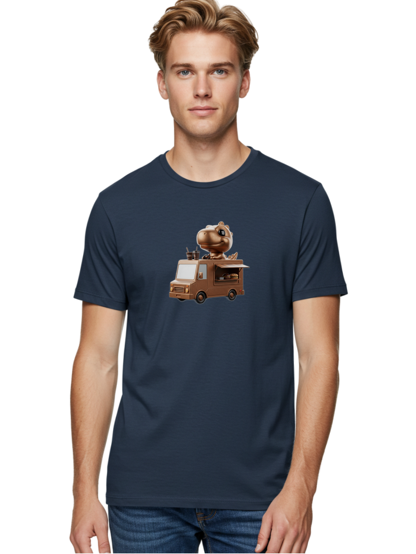Brown-Dinosaur-Food-Truck Men'S Graphic Tee, 100% Cotton, Comfortable Casual Summer Wear, Machine Washable, Vintage Camera, Old Camera, Antique Camera, Black Camera, Classic Photography, Photography Equipment, Nostalgic Device, Film Camera, Bah613