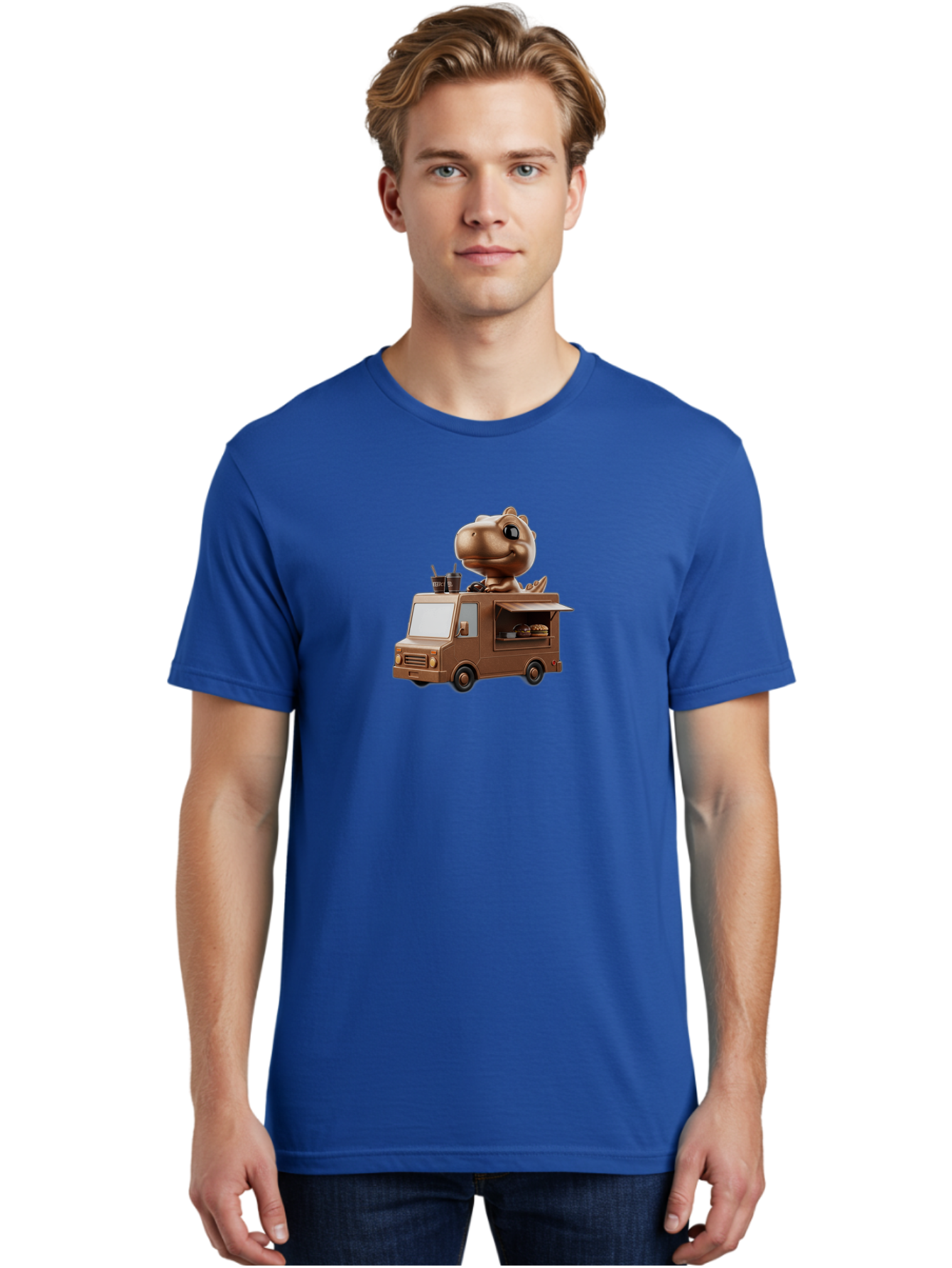 Brown-Dinosaur-Food-Truck Men'S Graphic Tee, 100% Cotton, Comfortable Casual Summer Wear, Machine Washable, Vintage Camera, Old Camera, Antique Camera, Black Camera, Classic Photography, Photography Equipment, Nostalgic Device, Film Camera, Bah613