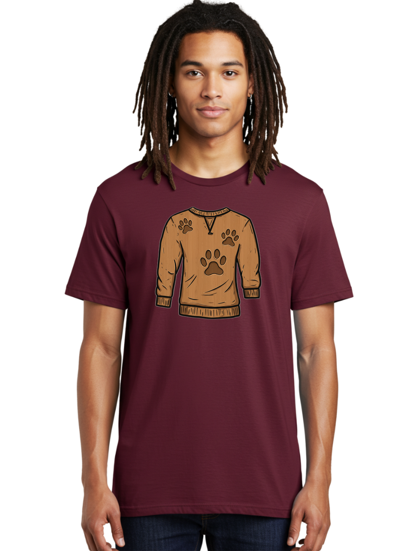 Brown-Sweater-With-Paw-Prints Men'S Graphic Tee, 100% Cotton, Comfortable Casual Summer Wear, Machine Washable, Vintage Camera, Old Camera, Antique Camera, Black Camera, Classic Photography, Photography Equipment, Nostalgic Device, Bah614