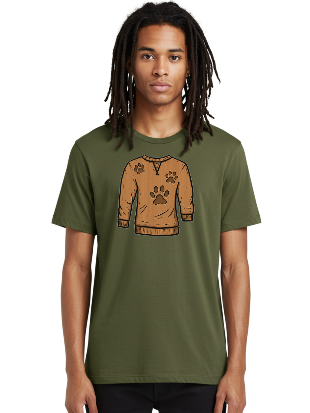 Brown-Sweater-With-Paw-Prints Men'S Graphic Tee, 100% Cotton, Comfortable Casual Summer Wear, Machine Washable, Vintage Camera, Old Camera, Antique Camera, Black Camera, Classic Photography, Photography Equipment, Nostalgic Device, Bah614