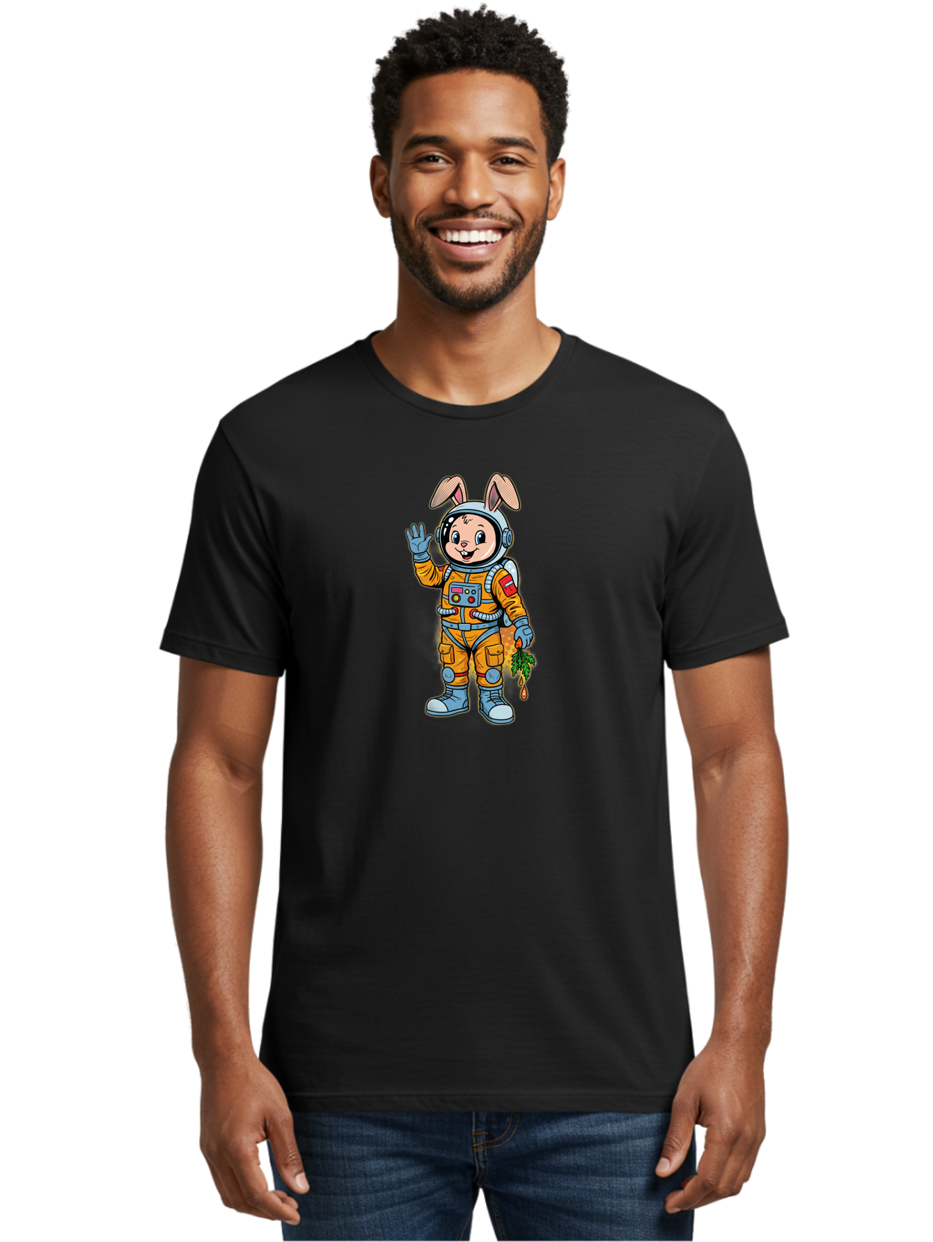 Bunny-In-Space-Suit Men'S Graphic Tee, 100% Cotton, Comfortable Casual Summer Wear, Machine Washable, Vintage Camera, Old Camera, Antique Camera, Black Camera, Classic Photography, Photography Equipment, Nostalgic Device, Film Camera, Bah629