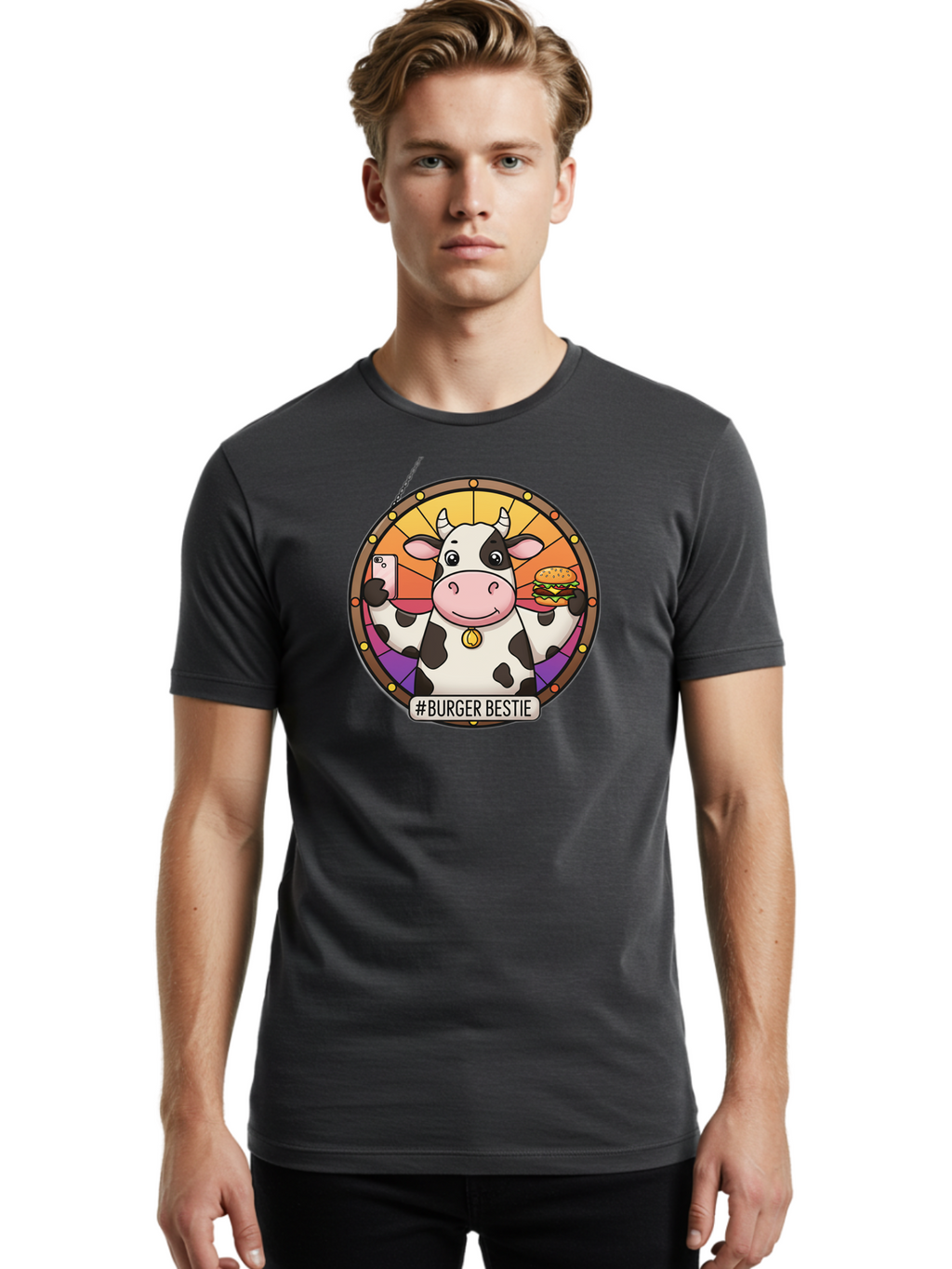 Burger-Bestie-Cow Men'S Graphic Tee, 100% Cotton, Comfortable Casual Summer Wear, Machine Washable, Vintage Camera, Old Camera, Antique Camera, Black Camera, Classic Photography, Photography Equipment, Nostalgic Device, Film Camera, Camera Art Bah631