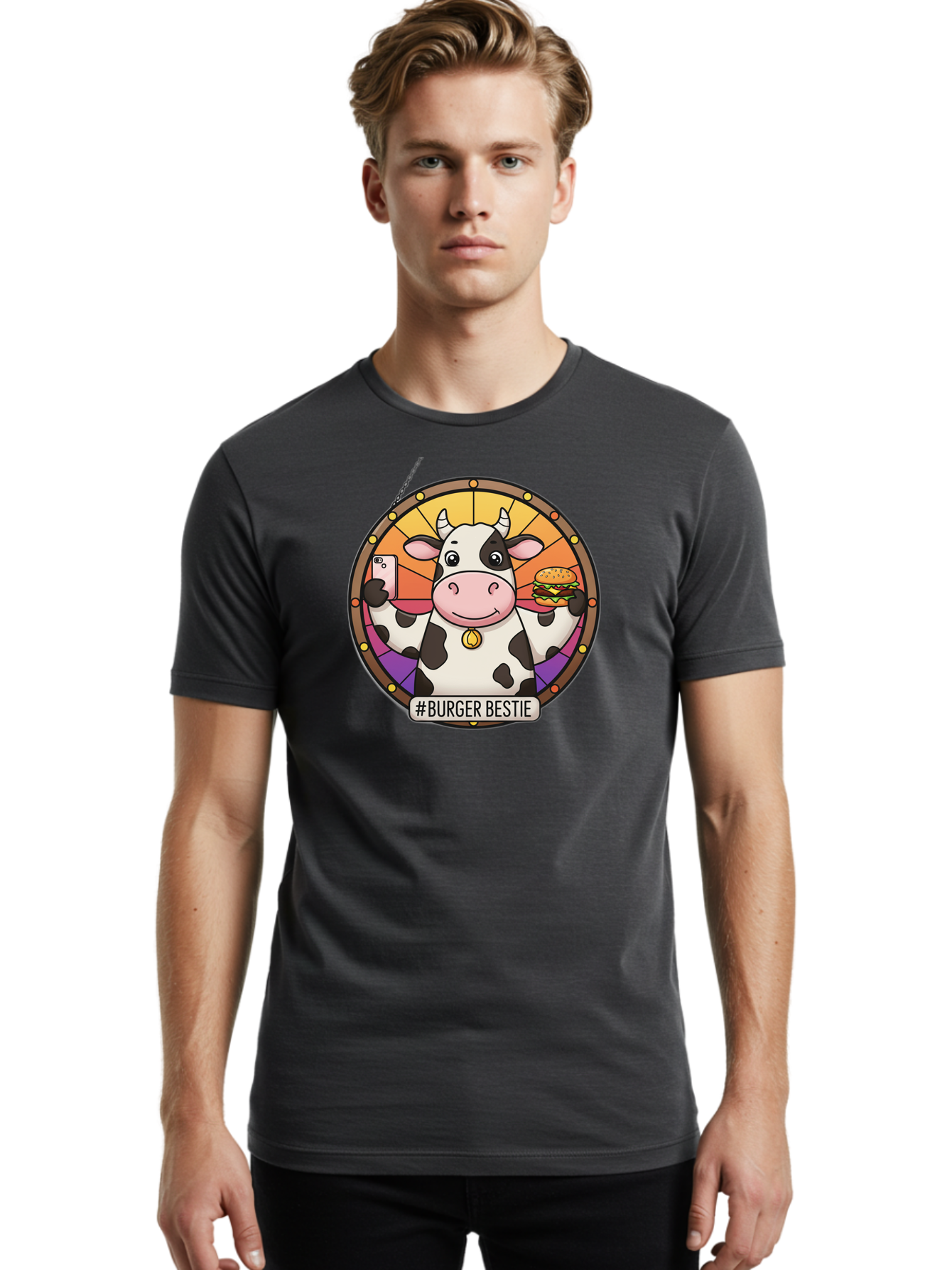 Burger-Bestie-Cow Men'S Graphic Tee, 100% Cotton, Comfortable Casual Summer Wear, Machine Washable, Vintage Camera, Old Camera, Antique Camera, Black Camera, Classic Photography, Photography Equipment, Nostalgic Device, Film Camera, Camera Art Bah631