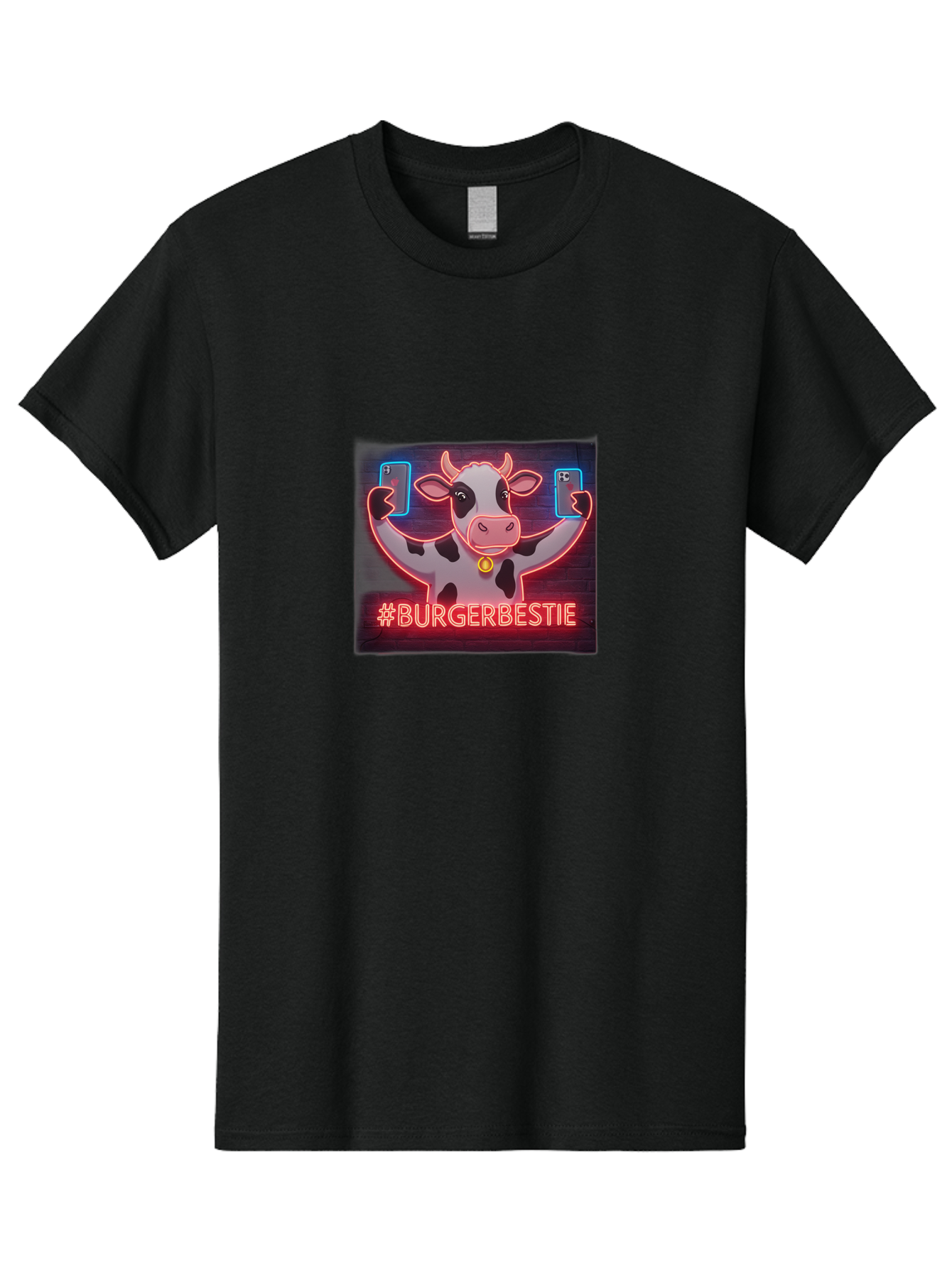 Burgerbestie-Cow-Neon-Sign Men'S Graphic Tee, 100% Cotton, Comfortable Casual Summer Wear, Machine Washable, Vintage Camera, Old Camera, Antique Camera, Black Camera, Classic Photography, Photography Equipment, Nostalgic Device, Film Camera, Bah638