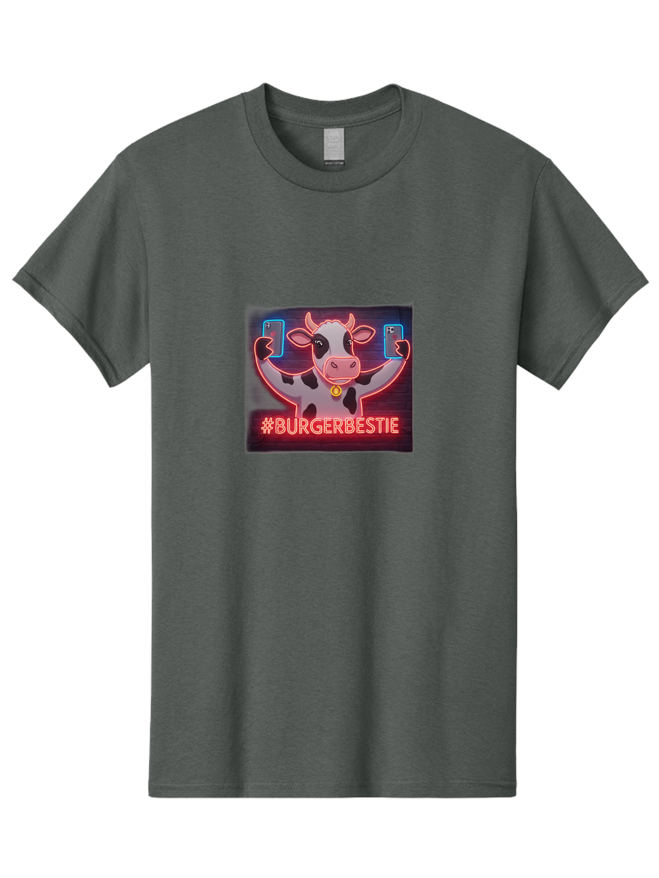 Burgerbestie-Cow-Neon-Sign Men'S Graphic Tee, 100% Cotton, Comfortable Casual Summer Wear, Machine Washable, Vintage Camera, Old Camera, Antique Camera, Black Camera, Classic Photography, Photography Equipment, Nostalgic Device, Film Camera, Bah638