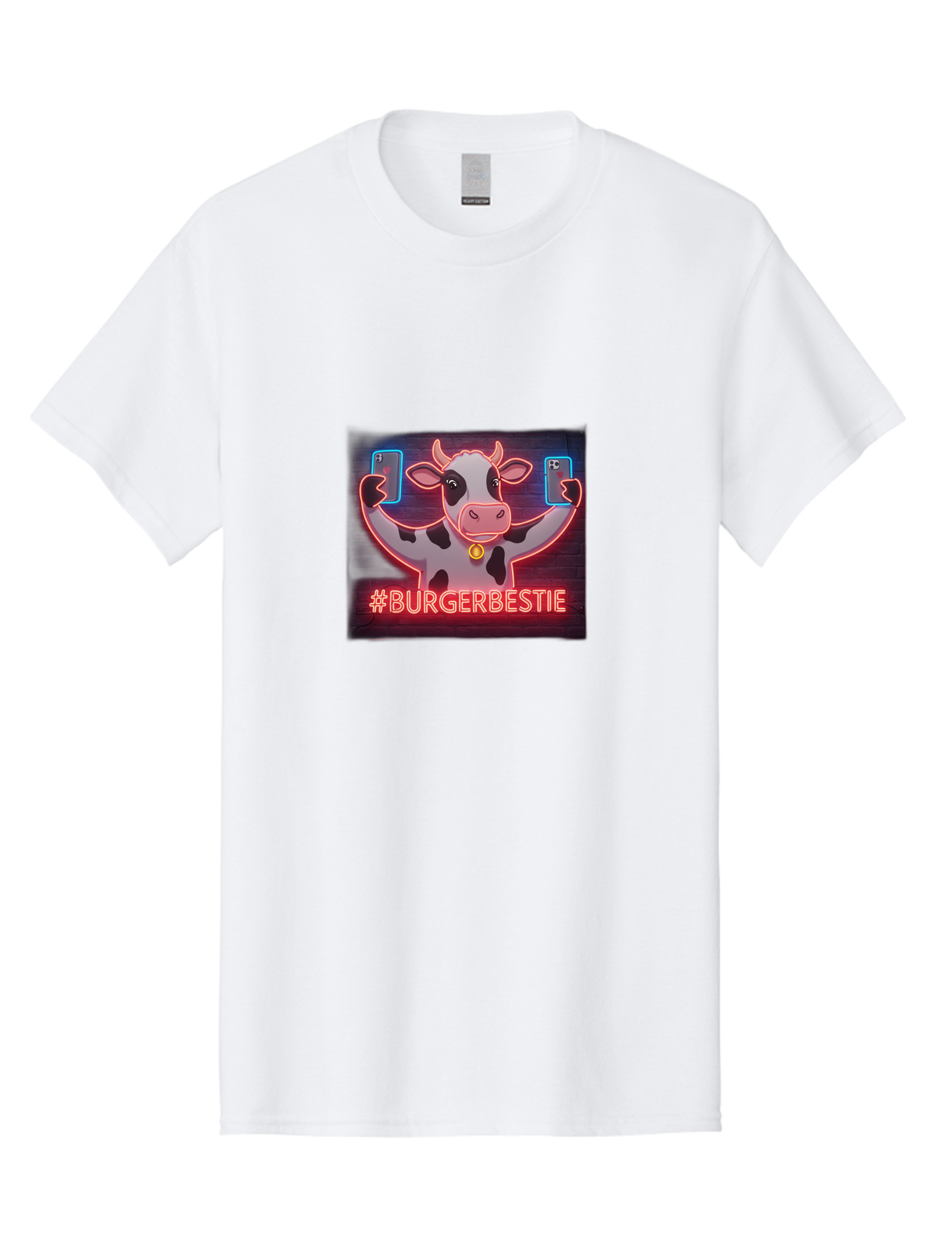 Burgerbestie-Cow-Neon-Sign Men'S Graphic Tee, 100% Cotton, Comfortable Casual Summer Wear, Machine Washable, Vintage Camera, Old Camera, Antique Camera, Black Camera, Classic Photography, Photography Equipment, Nostalgic Device, Film Camera, Bah638