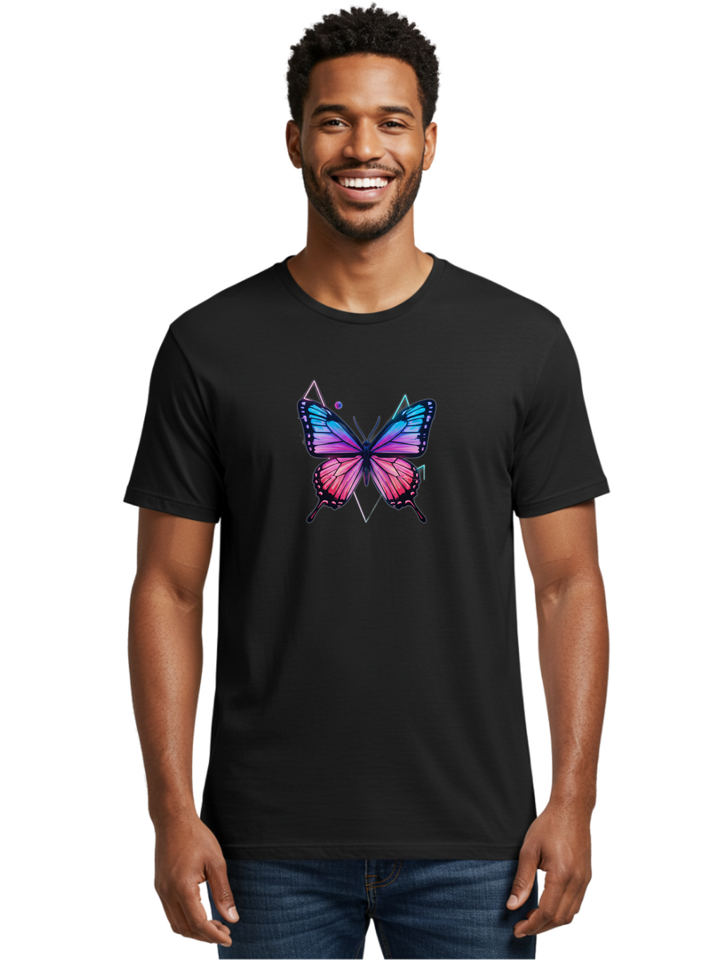 Butterfly-1 Men'S Graphic Tee, 100% Cotton, Comfortable Casual Summer Wear, Machine Washable, Vintage Camera, Old Camera, Antique Camera, Black Camera, Classic Photography, Photography Equipment, Nostalgic Device, Film Camera, Camera Art Bah641