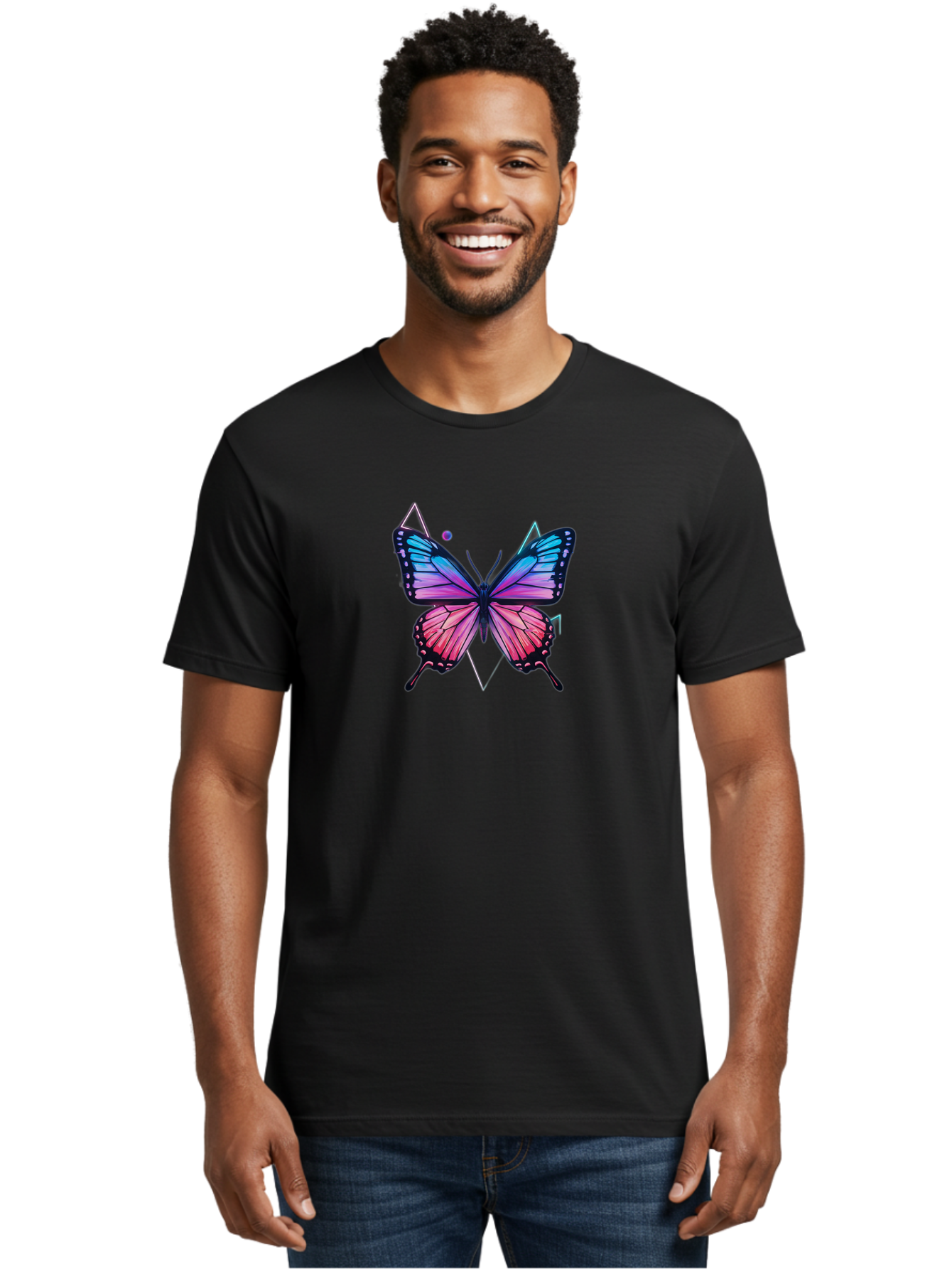Butterfly-1 Men'S Graphic Tee, 100% Cotton, Comfortable Casual Summer Wear, Machine Washable, Vintage Camera, Old Camera, Antique Camera, Black Camera, Classic Photography, Photography Equipment, Nostalgic Device, Film Camera, Camera Art Bah641