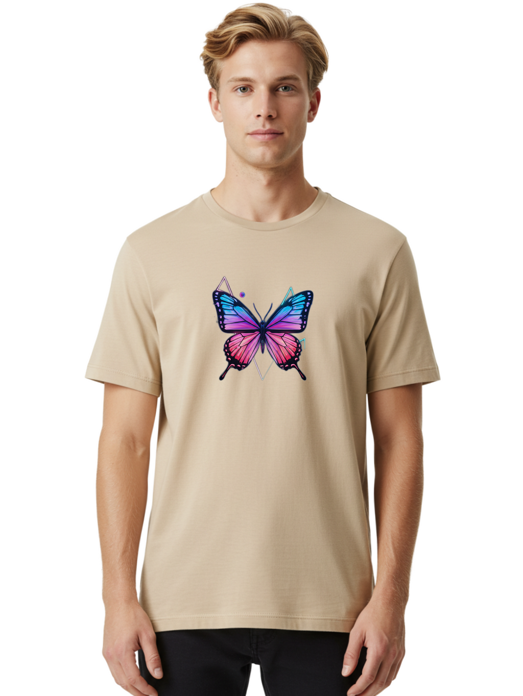 Butterfly-1 Men'S Graphic Tee, 100% Cotton, Comfortable Casual Summer Wear, Machine Washable, Vintage Camera, Old Camera, Antique Camera, Black Camera, Classic Photography, Photography Equipment, Nostalgic Device, Film Camera, Camera Art Bah641