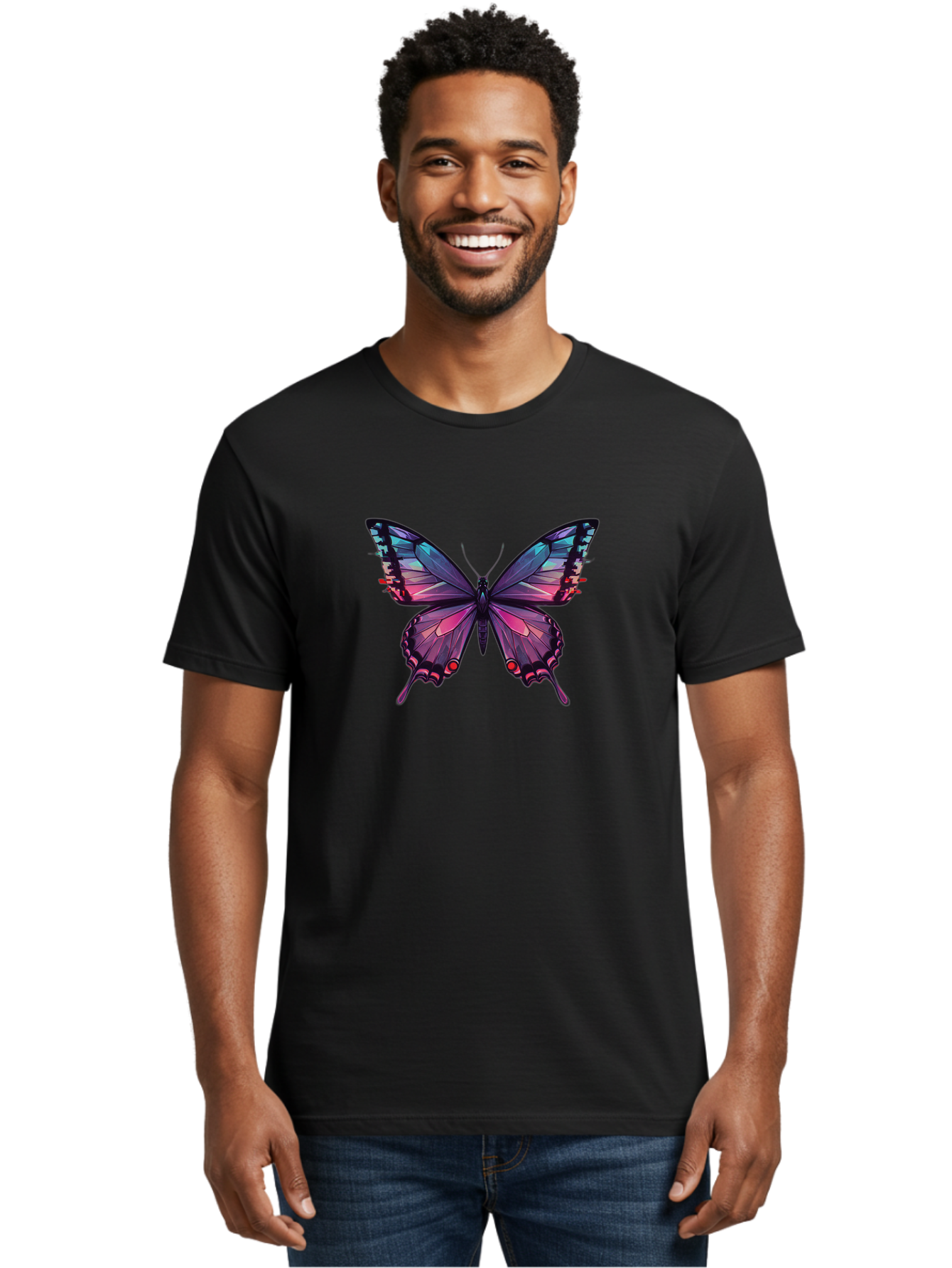 Butterfly-10 Men'S Graphic Tee, 100% Cotton, Comfortable Casual Summer Wear, Machine Washable, Vintage Camera, Old Camera, Antique Camera, Black Camera, Classic Photography, Photography Equipment, Nostalgic Device, Film Camera, Camera Art Bah642