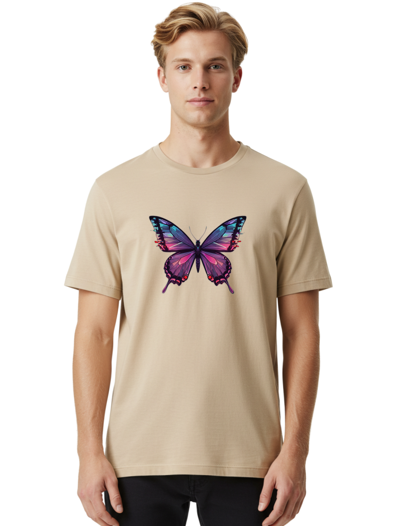 Butterfly-10 Men'S Graphic Tee, 100% Cotton, Comfortable Casual Summer Wear, Machine Washable, Vintage Camera, Old Camera, Antique Camera, Black Camera, Classic Photography, Photography Equipment, Nostalgic Device, Film Camera, Camera Art Bah642