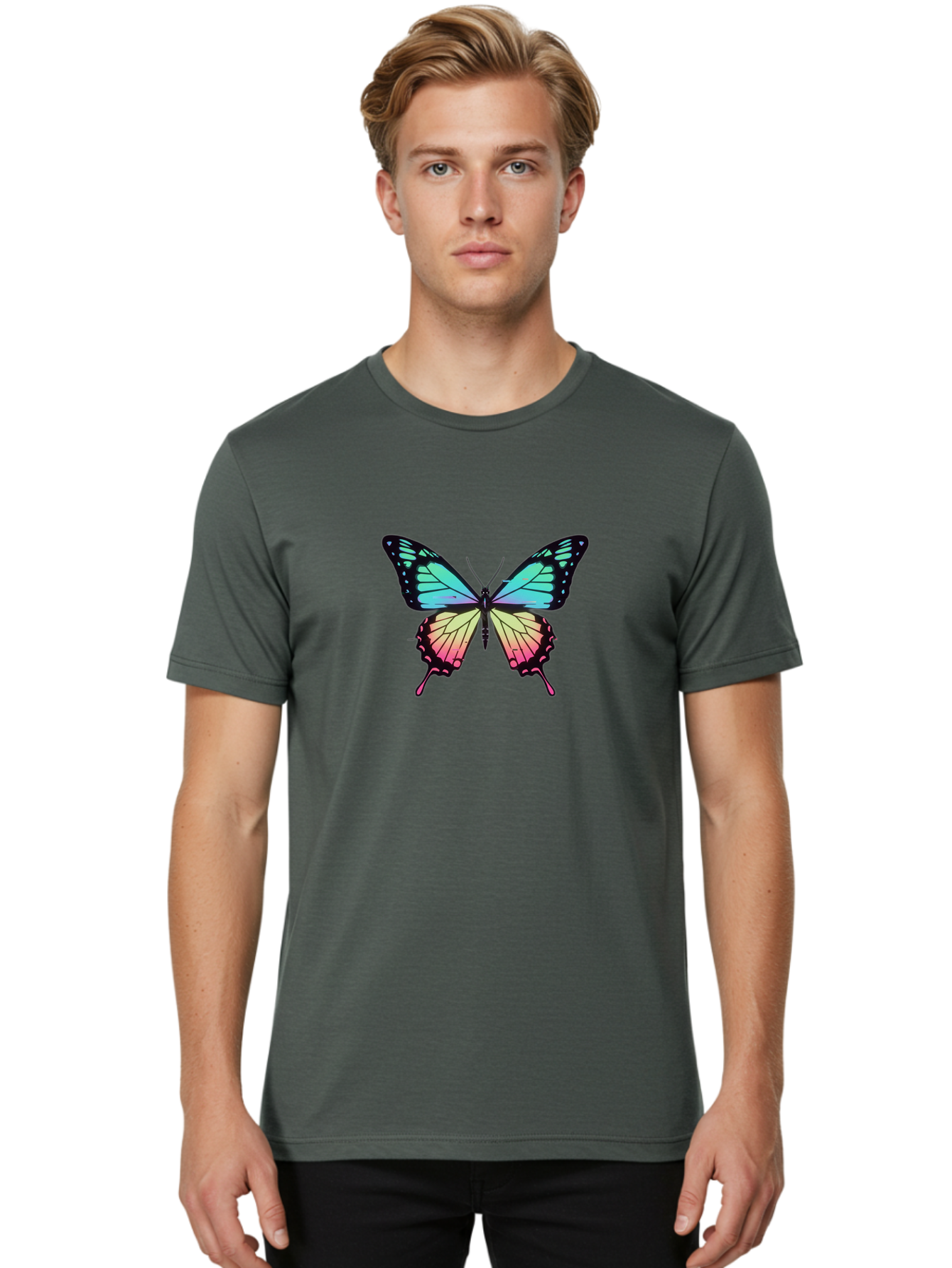 Butterfly-11 Men'S Graphic Tee, 100% Cotton, Comfortable Casual Summer Wear, Machine Washable, Vintage Camera, Old Camera, Antique Camera, Black Camera, Classic Photography, Photography Equipment, Nostalgic Device, Film Camera, Camera Art Bah643