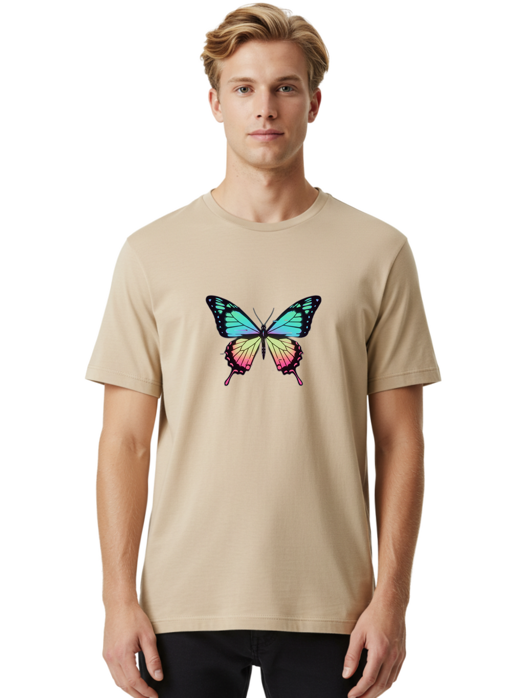 Butterfly-11 Men'S Graphic Tee, 100% Cotton, Comfortable Casual Summer Wear, Machine Washable, Vintage Camera, Old Camera, Antique Camera, Black Camera, Classic Photography, Photography Equipment, Nostalgic Device, Film Camera, Camera Art Bah643