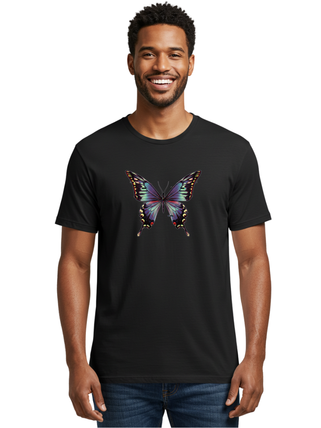 Butterfly-14 Men'S Graphic Tee, 100% Cotton, Comfortable Casual Summer Wear, Machine Washable, Vintage Camera, Old Camera, Antique Camera, Black Camera, Classic Photography, Photography Equipment, Nostalgic Device, Film Camera, Camera Art Bah646