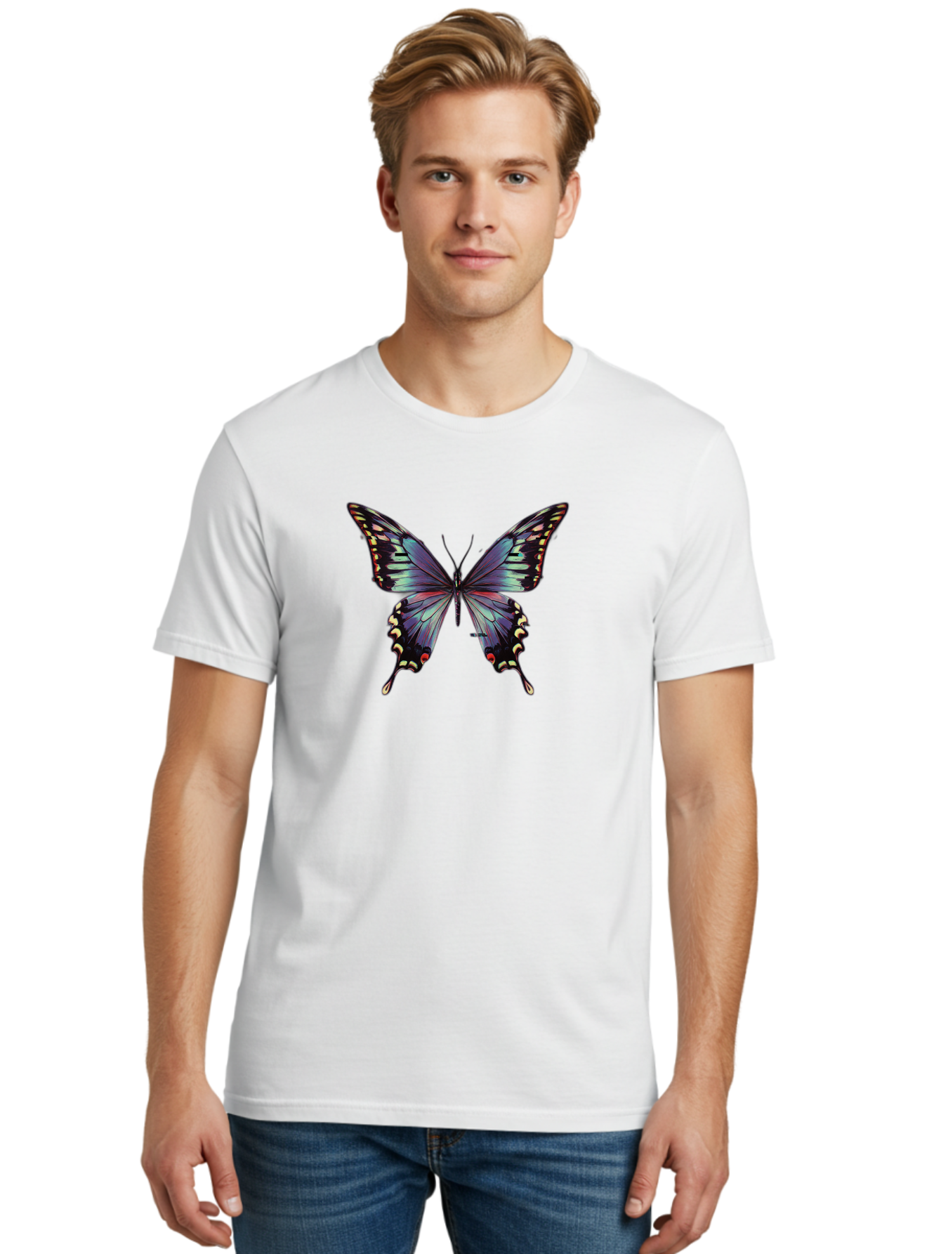 Butterfly-14 Men'S Graphic Tee, 100% Cotton, Comfortable Casual Summer Wear, Machine Washable, Vintage Camera, Old Camera, Antique Camera, Black Camera, Classic Photography, Photography Equipment, Nostalgic Device, Film Camera, Camera Art Bah646