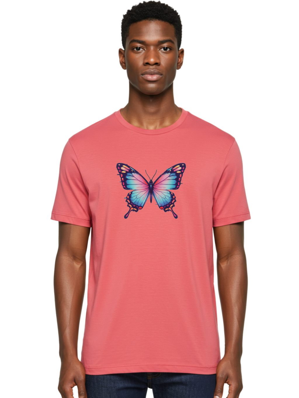 Butterfly-15 Men'S Graphic Tee, 100% Cotton, Comfortable Casual Summer Wear, Machine Washable, Vintage Camera, Old Camera, Antique Camera, Black Camera, Classic Photography, Photography Equipment, Nostalgic Device, Film Camera, Camera Art Bah647