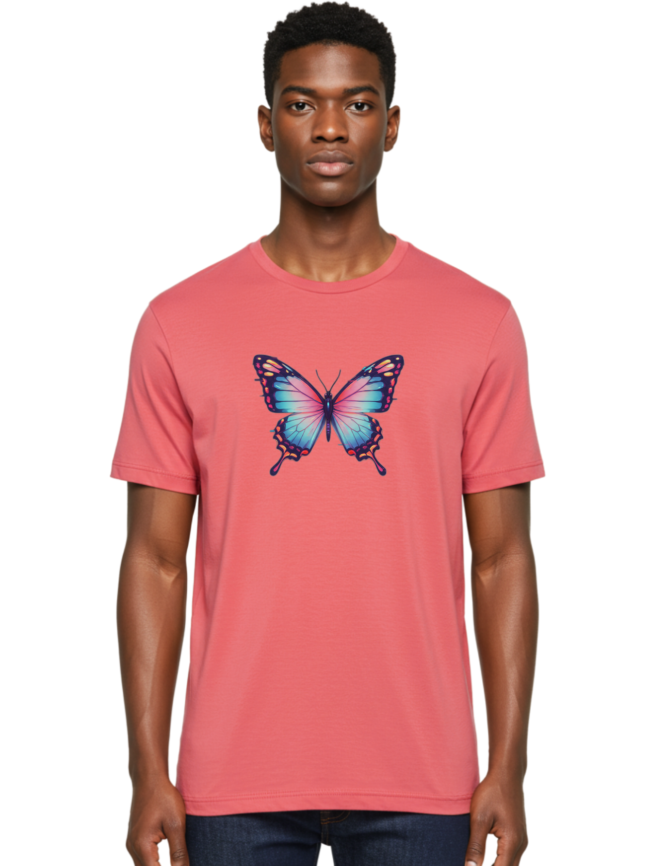 Butterfly-15 Men'S Graphic Tee, 100% Cotton, Comfortable Casual Summer Wear, Machine Washable, Vintage Camera, Old Camera, Antique Camera, Black Camera, Classic Photography, Photography Equipment, Nostalgic Device, Film Camera, Camera Art Bah647