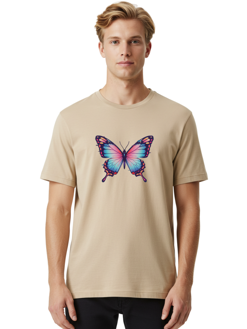 Butterfly-15 Men'S Graphic Tee, 100% Cotton, Comfortable Casual Summer Wear, Machine Washable, Vintage Camera, Old Camera, Antique Camera, Black Camera, Classic Photography, Photography Equipment, Nostalgic Device, Film Camera, Camera Art Bah647