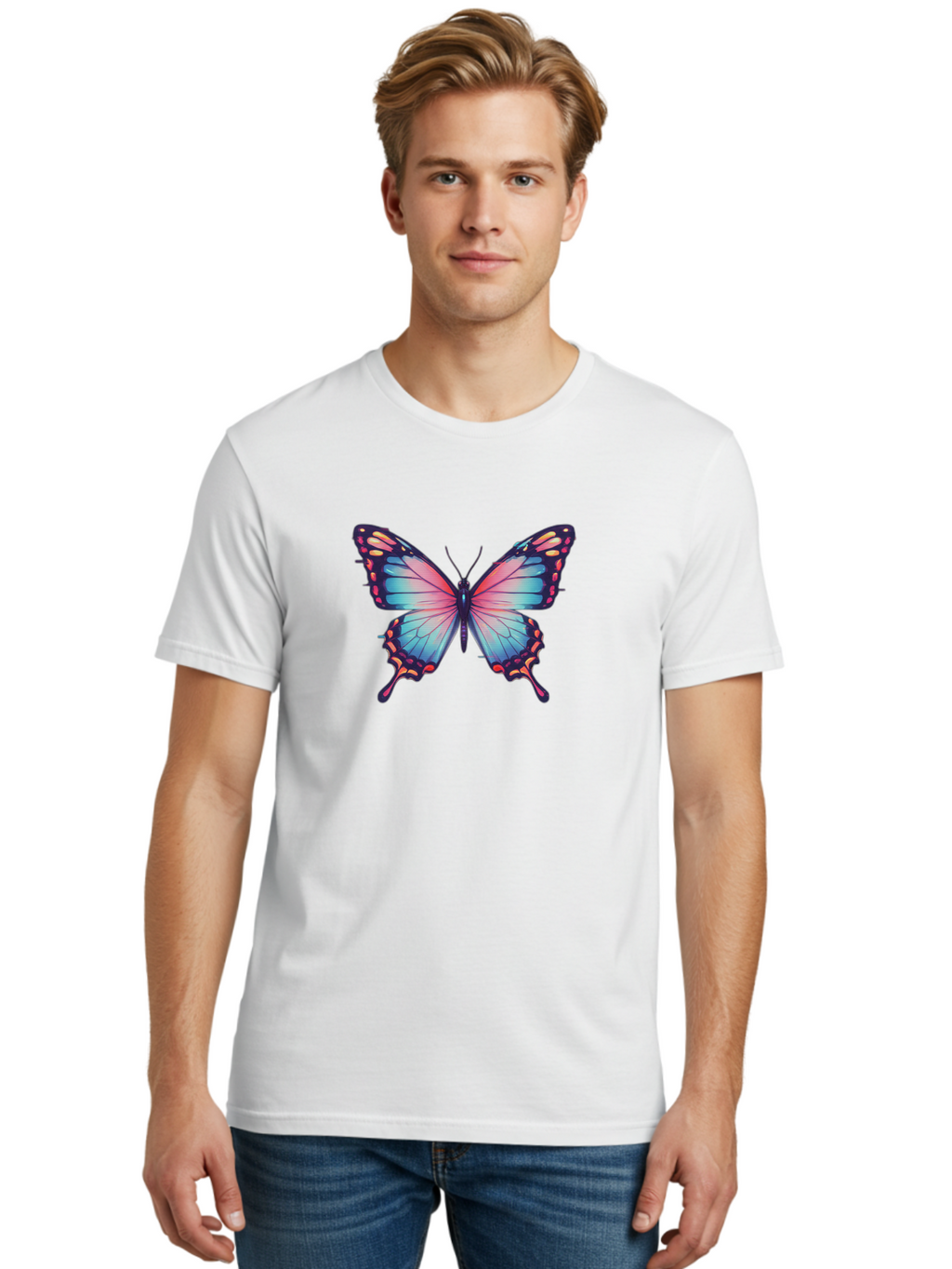 Butterfly-15 Men'S Graphic Tee, 100% Cotton, Comfortable Casual Summer Wear, Machine Washable, Vintage Camera, Old Camera, Antique Camera, Black Camera, Classic Photography, Photography Equipment, Nostalgic Device, Film Camera, Camera Art Bah647