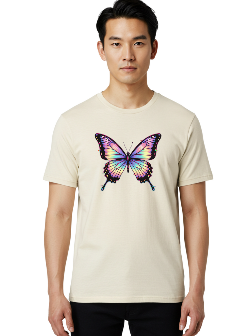 Butterfly-16 Men'S Graphic Tee, 100% Cotton, Comfortable Casual Summer Wear, Machine Washable, Vintage Camera, Old Camera, Antique Camera, Black Camera, Classic Photography, Photography Equipment, Nostalgic Device, Film Camera, Camera Art Bah648