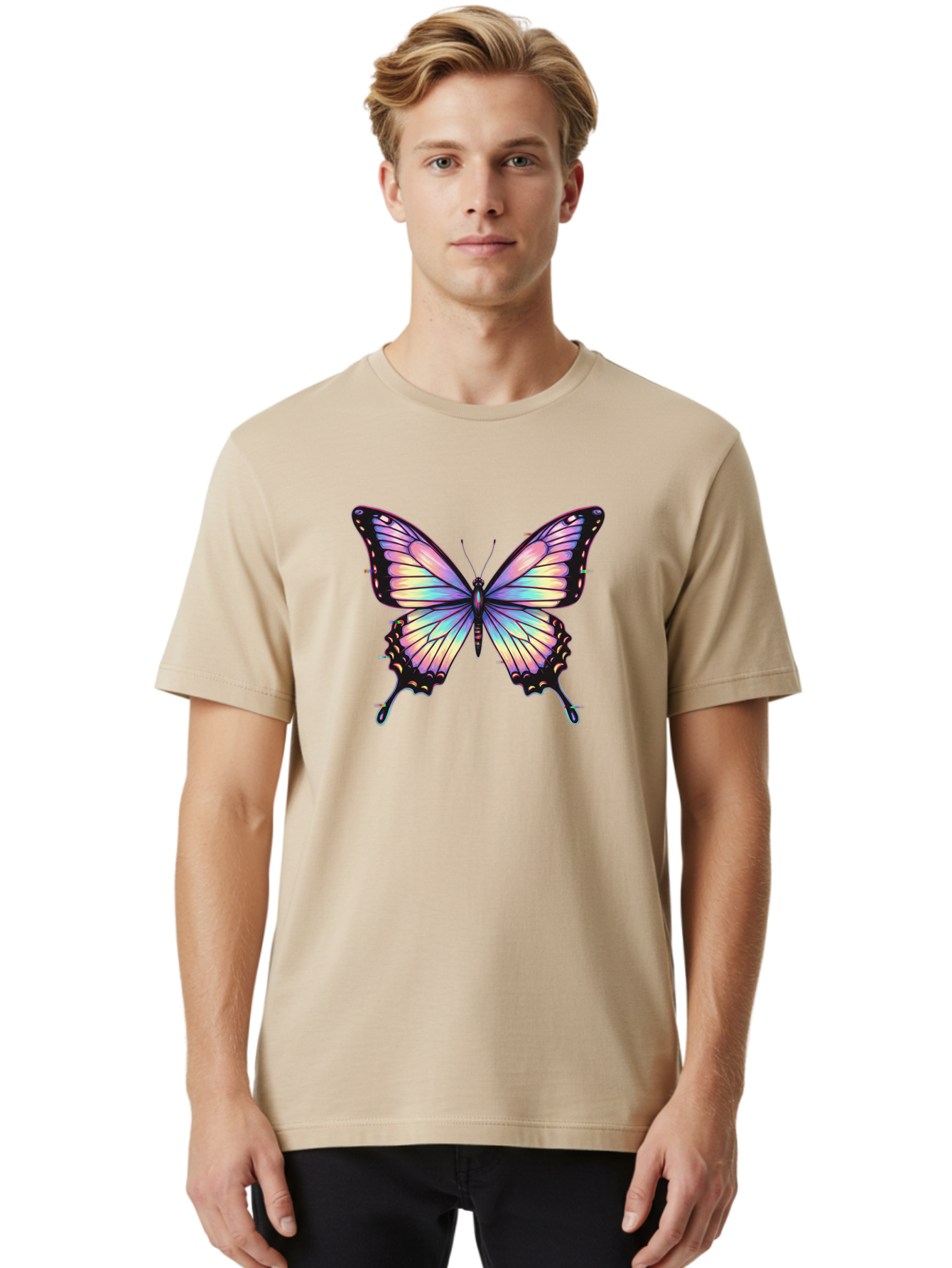 Butterfly-16 Men'S Graphic Tee, 100% Cotton, Comfortable Casual Summer Wear, Machine Washable, Vintage Camera, Old Camera, Antique Camera, Black Camera, Classic Photography, Photography Equipment, Nostalgic Device, Film Camera, Camera Art Bah648