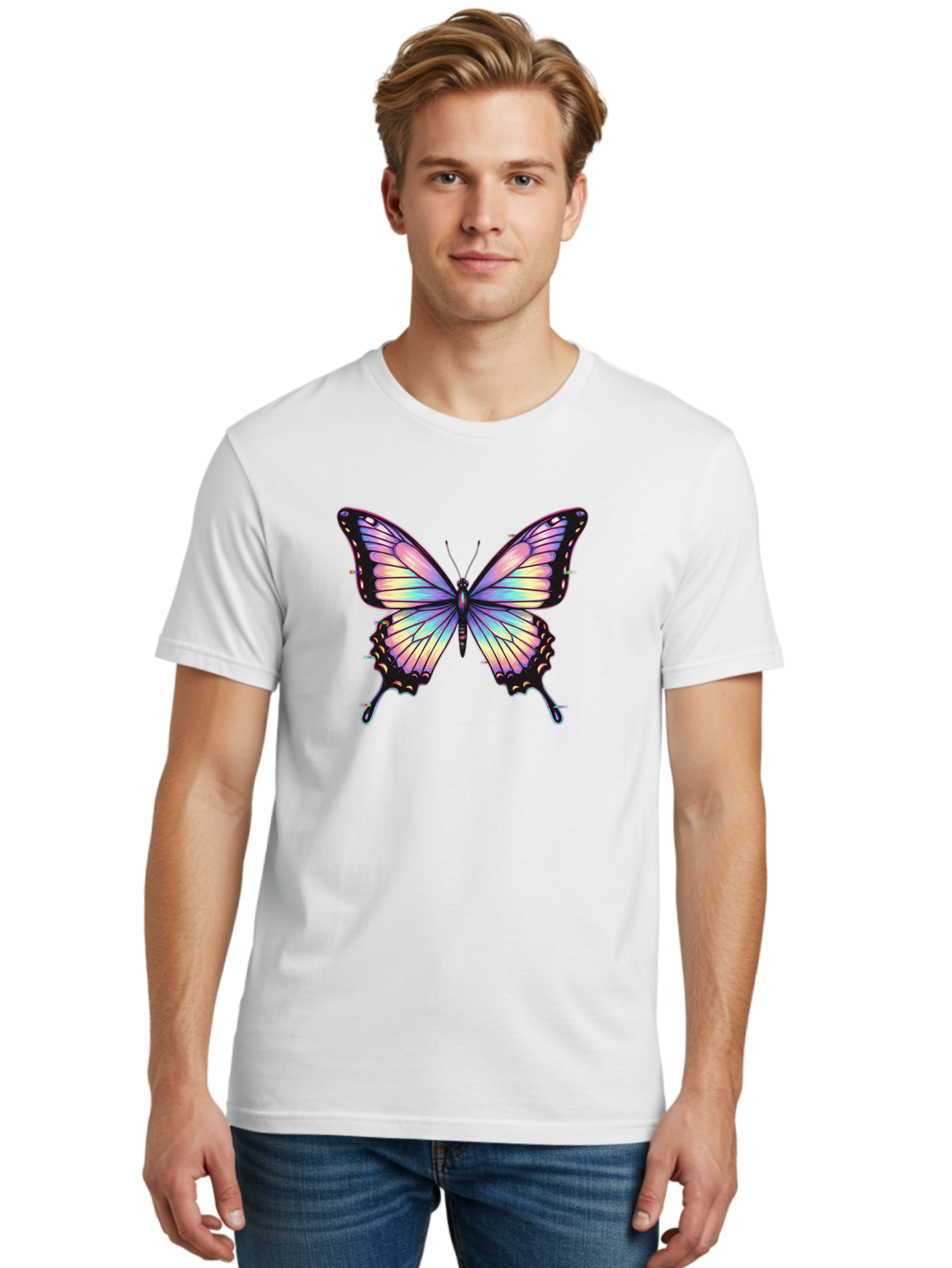Butterfly-16 Men'S Graphic Tee, 100% Cotton, Comfortable Casual Summer Wear, Machine Washable, Vintage Camera, Old Camera, Antique Camera, Black Camera, Classic Photography, Photography Equipment, Nostalgic Device, Film Camera, Camera Art Bah648