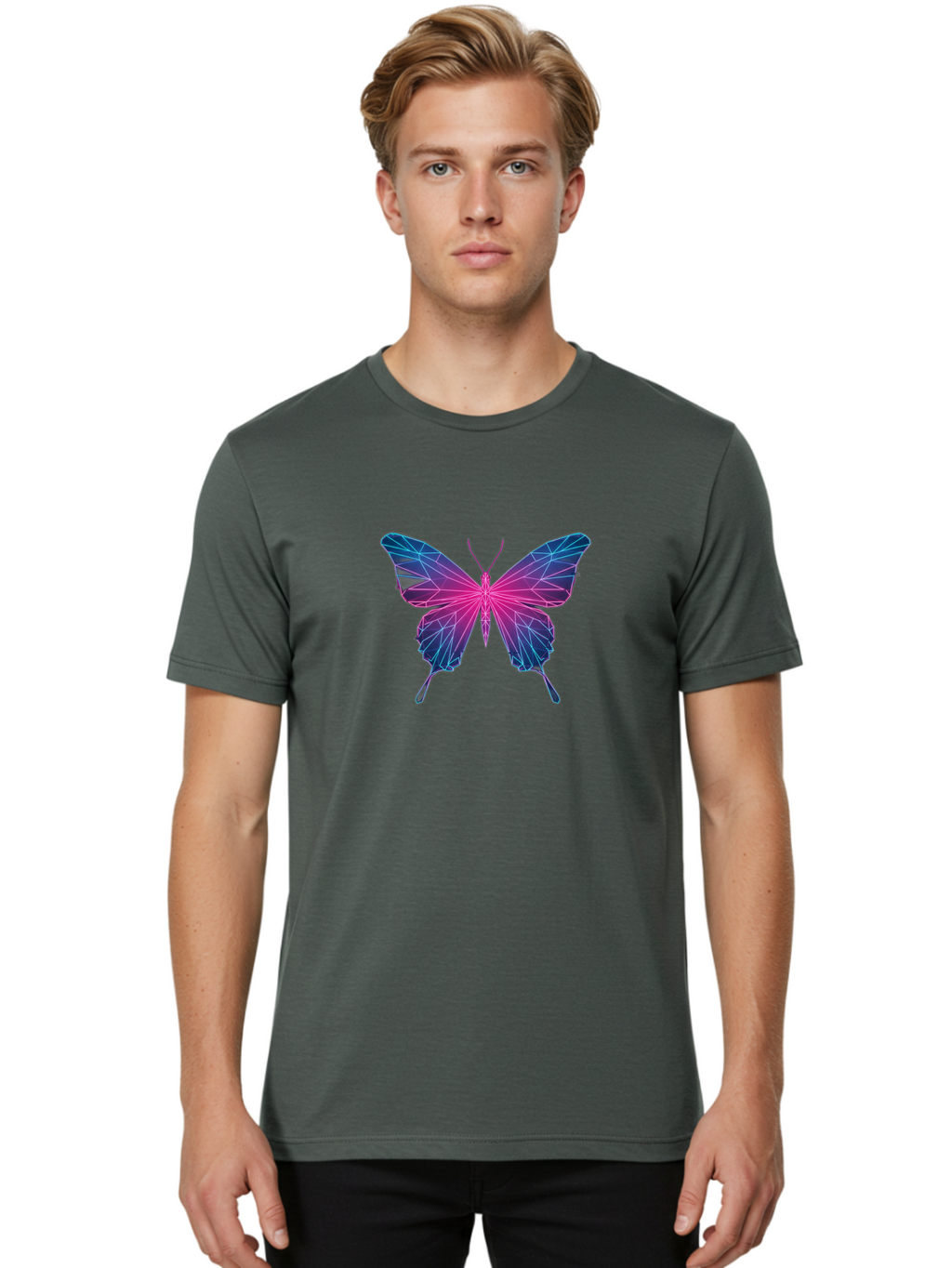Butterfly-17 Men'S Graphic Tee, 100% Cotton, Comfortable Casual Summer Wear, Machine Washable, Vintage Camera, Old Camera, Antique Camera, Black Camera, Classic Photography, Photography Equipment, Nostalgic Device, Film Camera, Camera Art Bah649