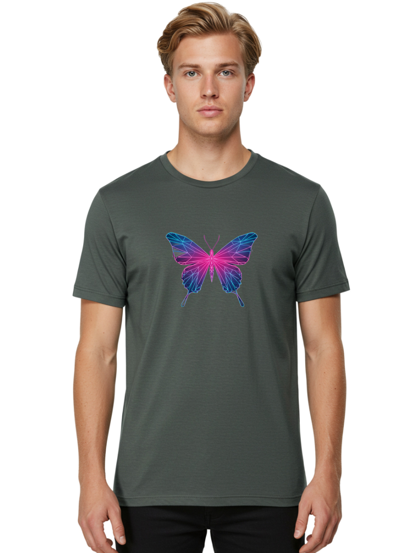 Butterfly-17 Men'S Graphic Tee, 100% Cotton, Comfortable Casual Summer Wear, Machine Washable, Vintage Camera, Old Camera, Antique Camera, Black Camera, Classic Photography, Photography Equipment, Nostalgic Device, Film Camera, Camera Art Bah649
