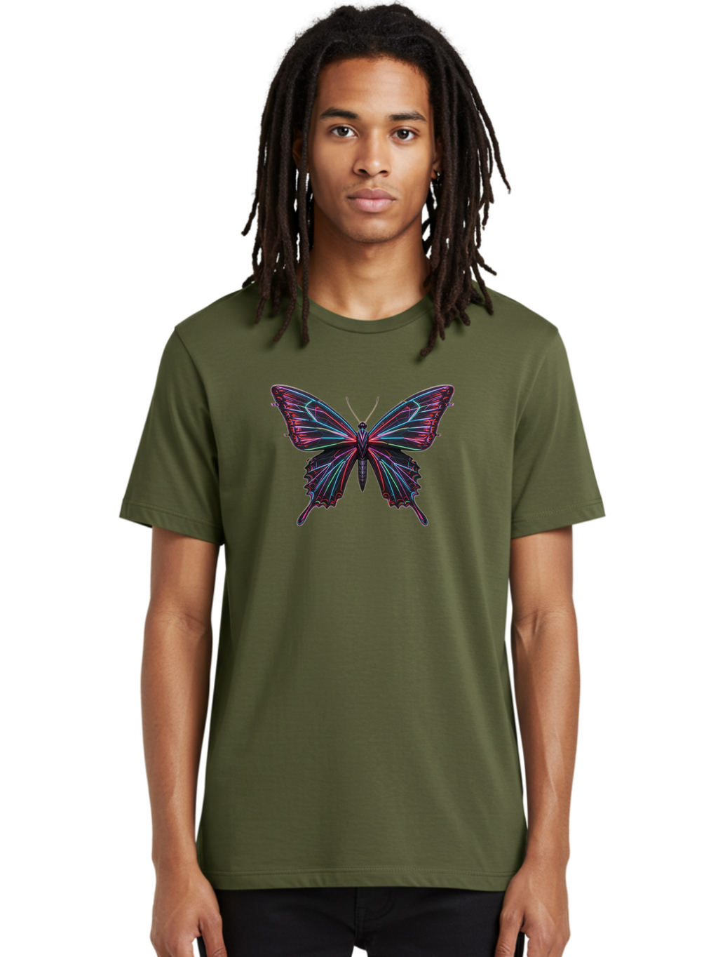 Butterfly-18 Men'S Graphic Tee, 100% Cotton, Comfortable Casual Summer Wear, Machine Washable, Vintage Camera, Old Camera, Antique Camera, Black Camera, Classic Photography, Photography Equipment, Nostalgic Device, Film Camera, Camera Art Bah650