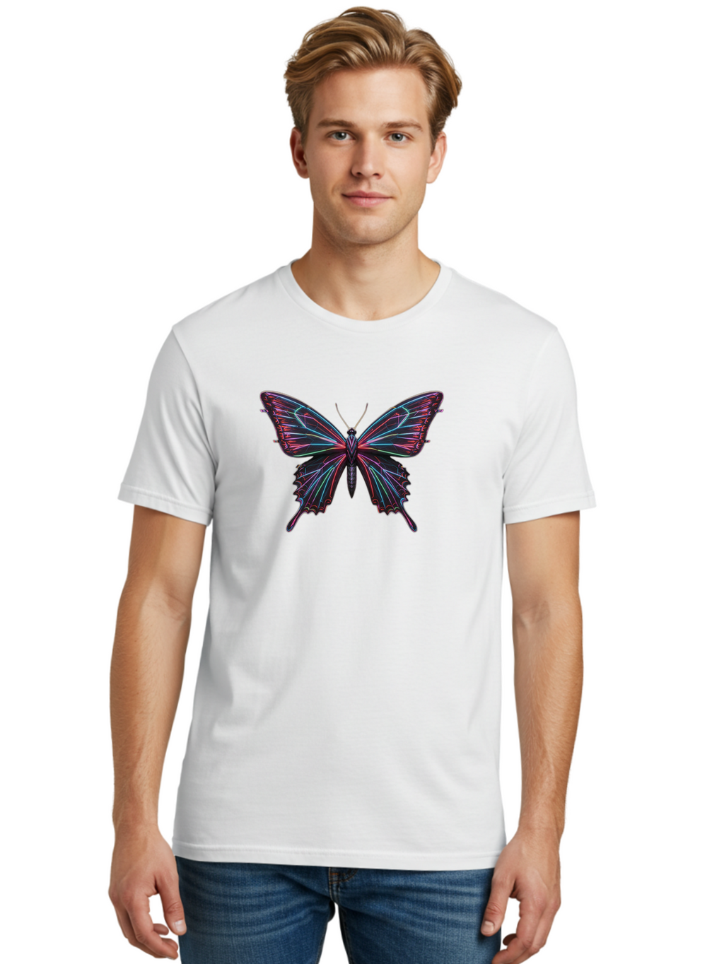 Butterfly-18 Men'S Graphic Tee, 100% Cotton, Comfortable Casual Summer Wear, Machine Washable, Vintage Camera, Old Camera, Antique Camera, Black Camera, Classic Photography, Photography Equipment, Nostalgic Device, Film Camera, Camera Art Bah650