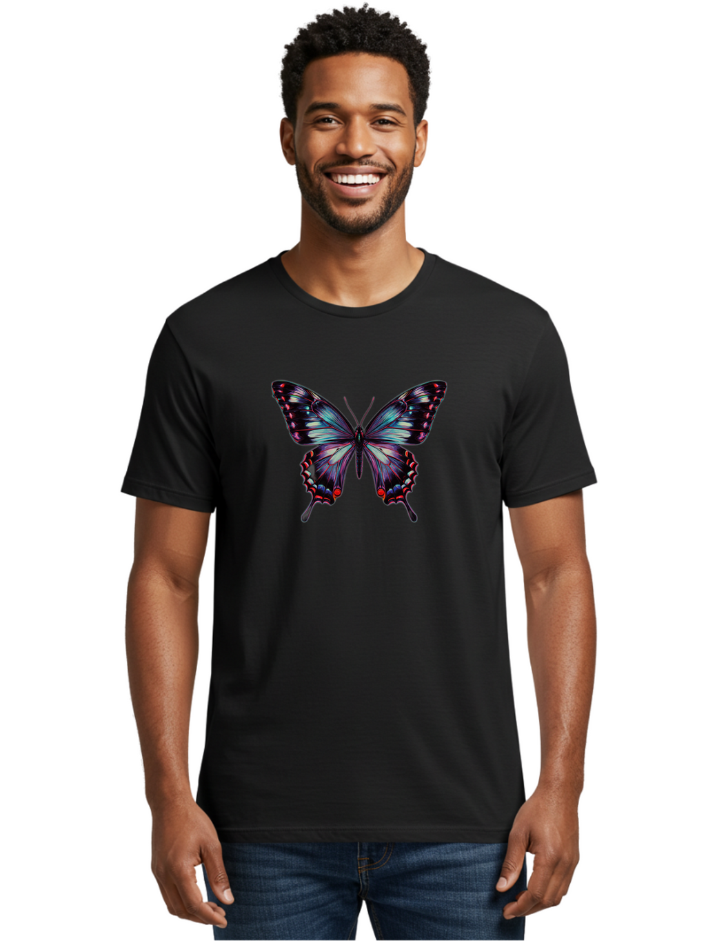 Butterfly-19 Men'S Graphic Tee, 100% Cotton, Comfortable Casual Summer Wear, Machine Washable, Vintage Camera, Old Camera, Antique Camera, Black Camera, Classic Photography, Photography Equipment, Nostalgic Device, Film Camera, Camera Art Bah651