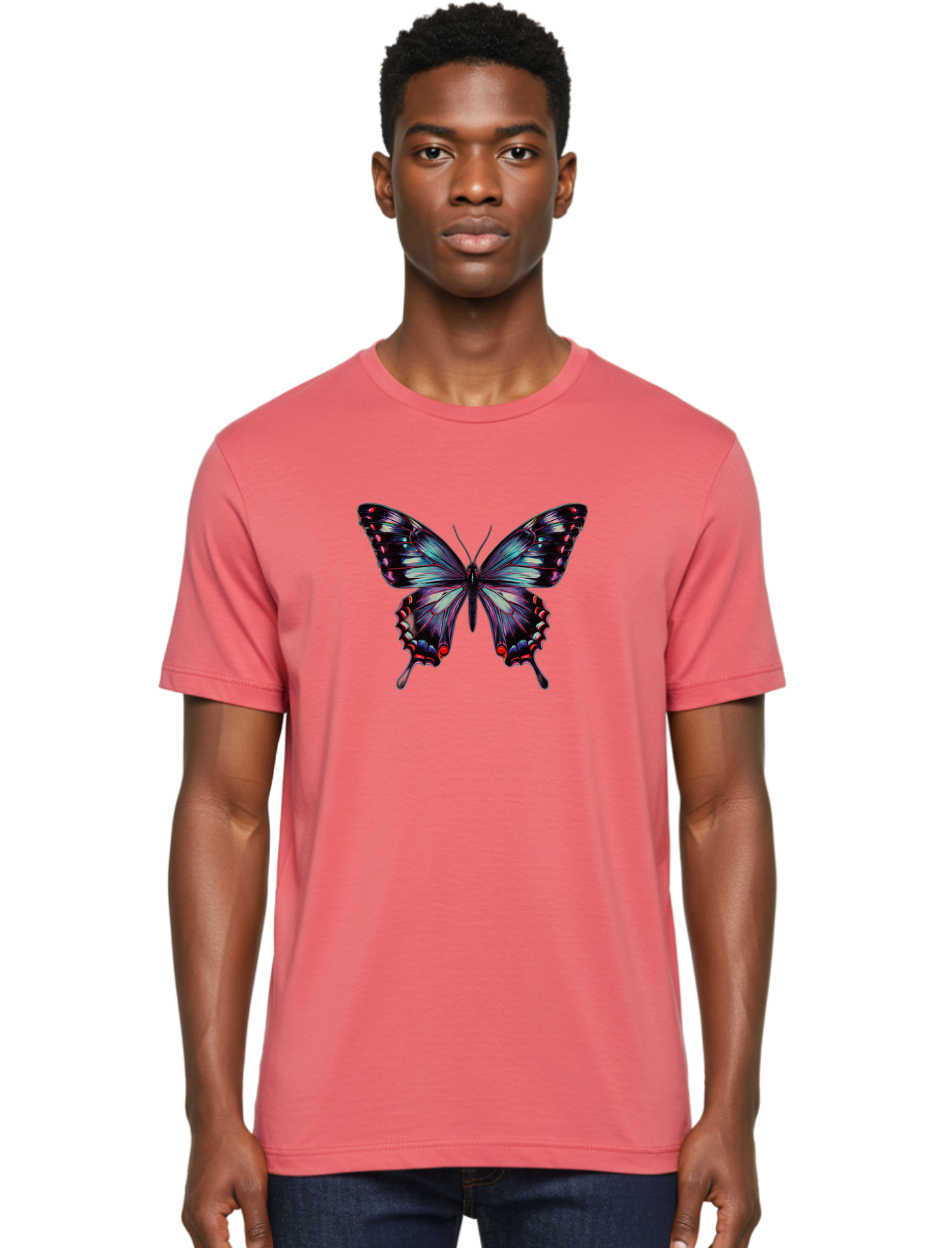 Butterfly-19 Men'S Graphic Tee, 100% Cotton, Comfortable Casual Summer Wear, Machine Washable, Vintage Camera, Old Camera, Antique Camera, Black Camera, Classic Photography, Photography Equipment, Nostalgic Device, Film Camera, Camera Art Bah651