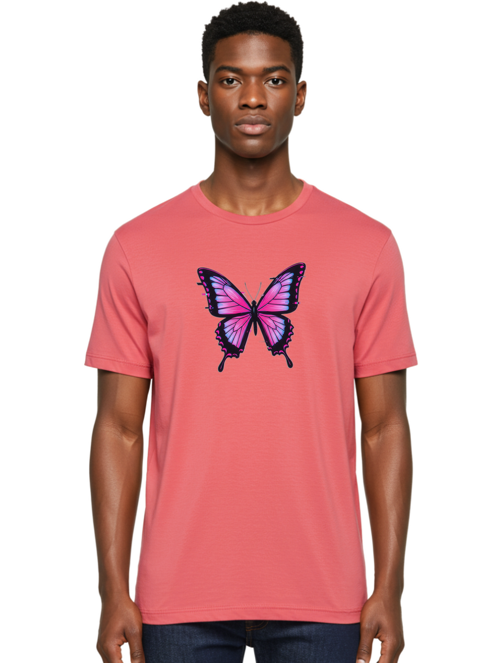Butterfly-2 Men'S Graphic Tee, 100% Cotton, Comfortable Casual Summer Wear, Machine Washable, Vintage Camera, Old Camera, Antique Camera, Black Camera, Classic Photography, Photography Equipment, Nostalgic Device, Film Camera, Camera Art Bah652