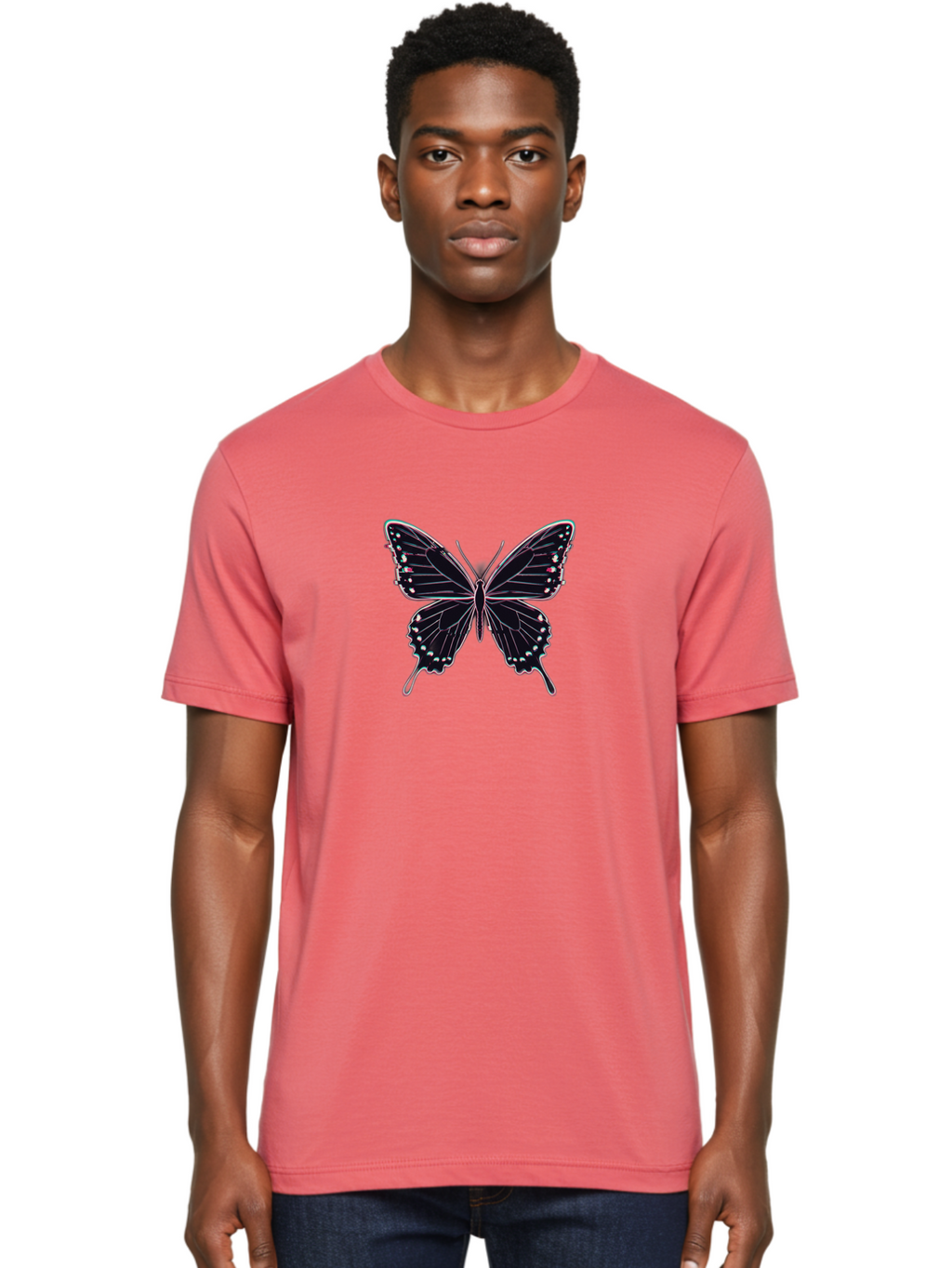 Butterfly-20 Men'S Graphic Tee, 100% Cotton, Comfortable Casual Summer Wear, Machine Washable, Vintage Camera, Old Camera, Antique Camera, Black Camera, Classic Photography, Photography Equipment, Nostalgic Device, Film Camera, Camera Art Bah653