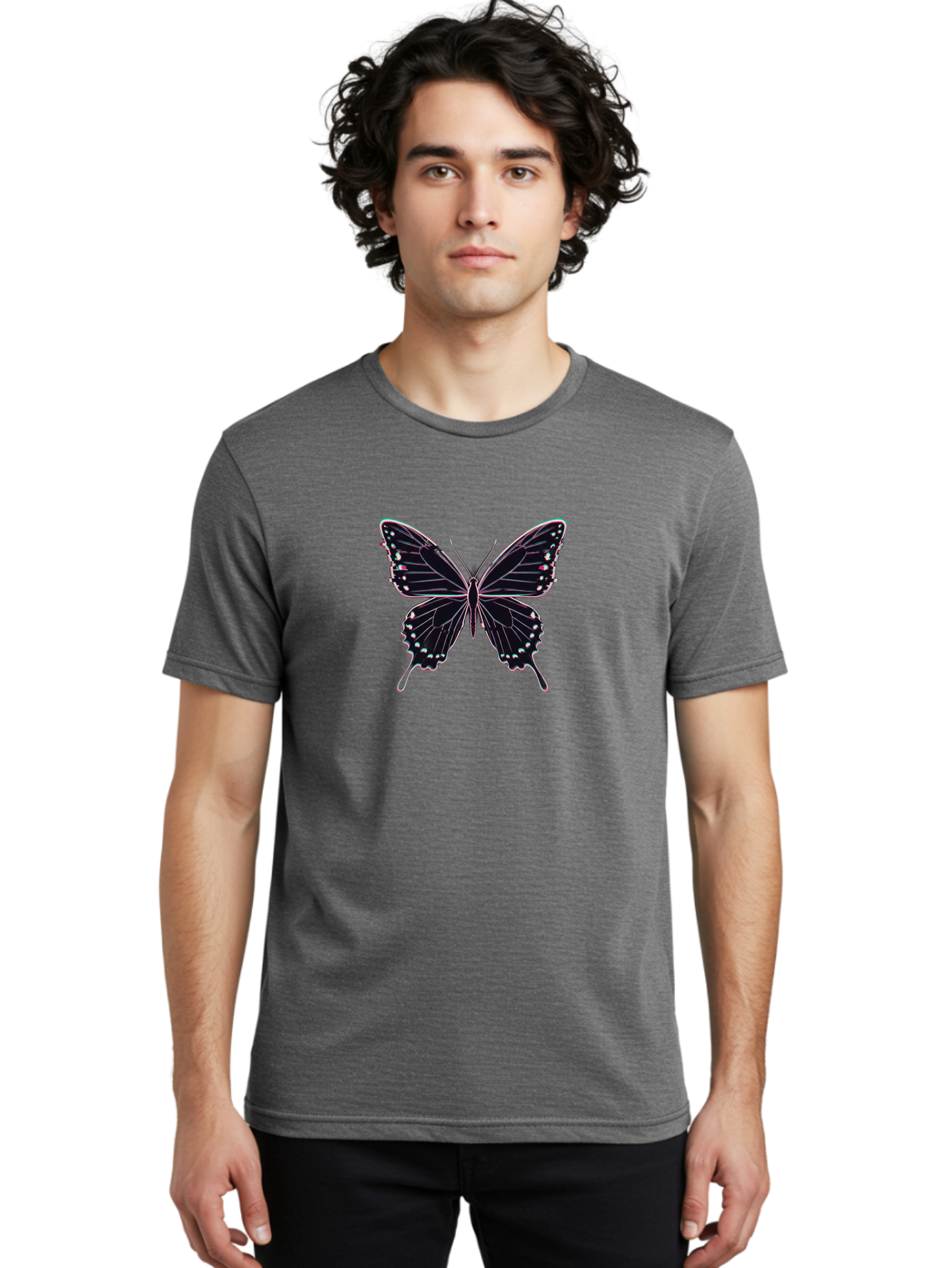 Butterfly-20 Men'S Graphic Tee, 100% Cotton, Comfortable Casual Summer Wear, Machine Washable, Vintage Camera, Old Camera, Antique Camera, Black Camera, Classic Photography, Photography Equipment, Nostalgic Device, Film Camera, Camera Art Bah653