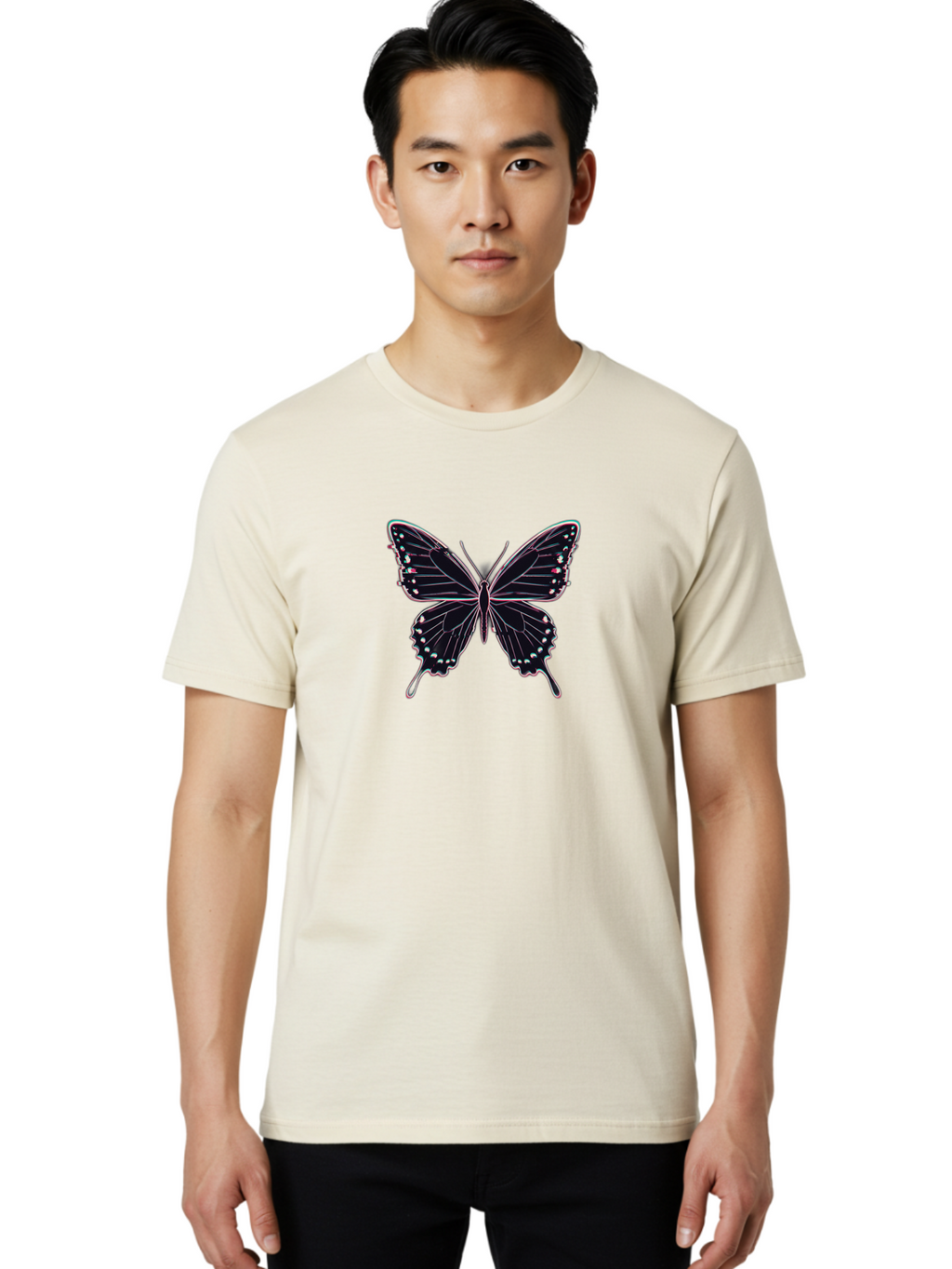 Butterfly-20 Men'S Graphic Tee, 100% Cotton, Comfortable Casual Summer Wear, Machine Washable, Vintage Camera, Old Camera, Antique Camera, Black Camera, Classic Photography, Photography Equipment, Nostalgic Device, Film Camera, Camera Art Bah653