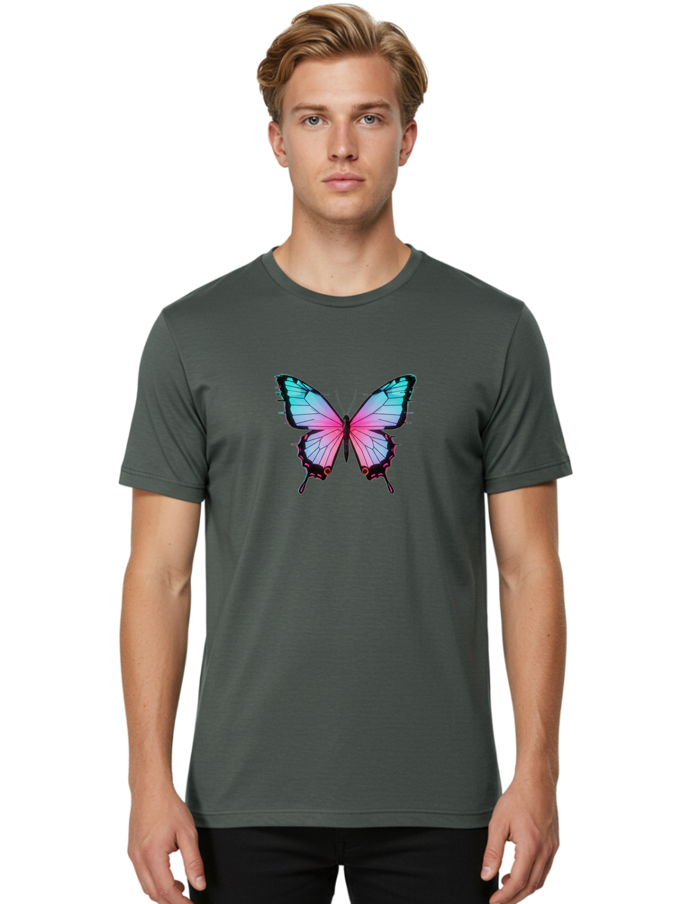 Butterfly-21 Men'S Graphic Tee, 100% Cotton, Comfortable Casual Summer Wear, Machine Washable, Vintage Camera, Old Camera, Antique Camera, Black Camera, Classic Photography, Photography Equipment, Nostalgic Device, Film Camera, Camera Art Bah654