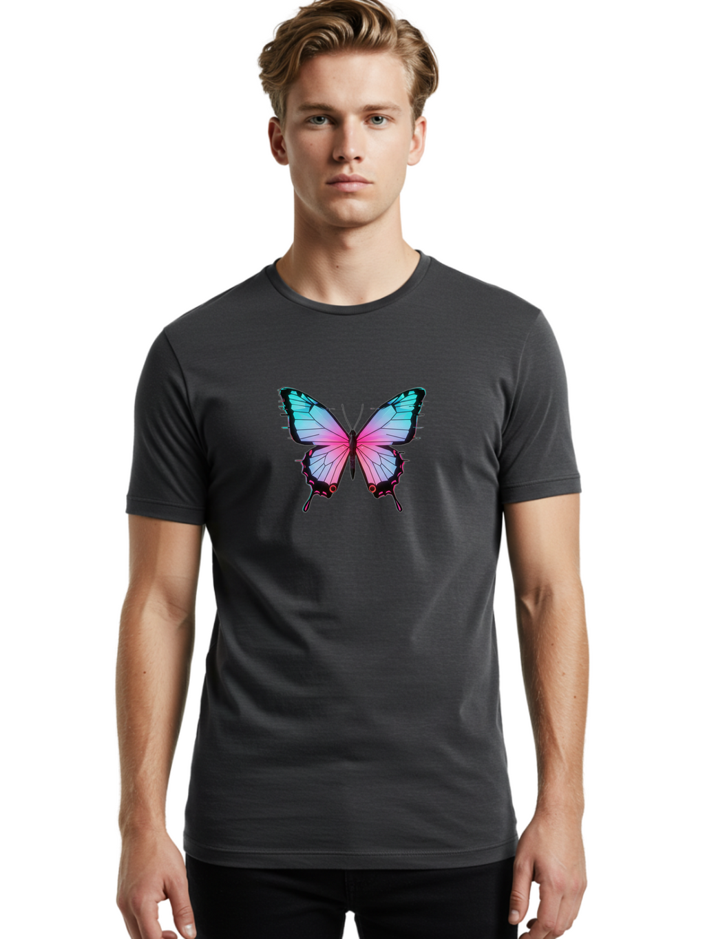 Butterfly-21 Men'S Graphic Tee, 100% Cotton, Comfortable Casual Summer Wear, Machine Washable, Vintage Camera, Old Camera, Antique Camera, Black Camera, Classic Photography, Photography Equipment, Nostalgic Device, Film Camera, Camera Art Bah654