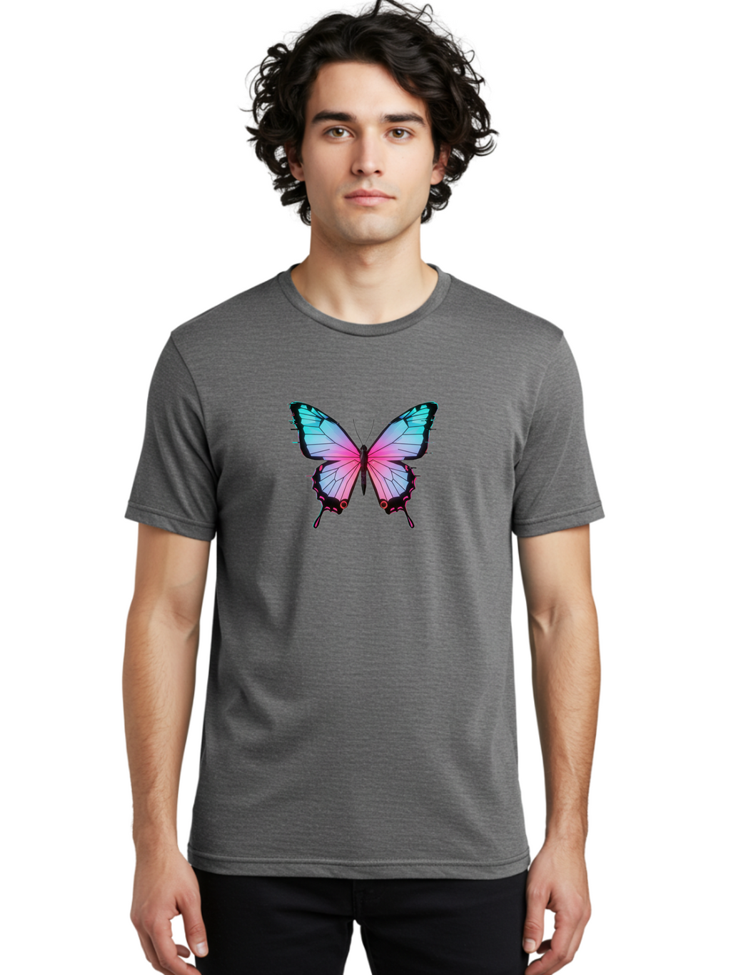Butterfly-21 Men'S Graphic Tee, 100% Cotton, Comfortable Casual Summer Wear, Machine Washable, Vintage Camera, Old Camera, Antique Camera, Black Camera, Classic Photography, Photography Equipment, Nostalgic Device, Film Camera, Camera Art Bah654